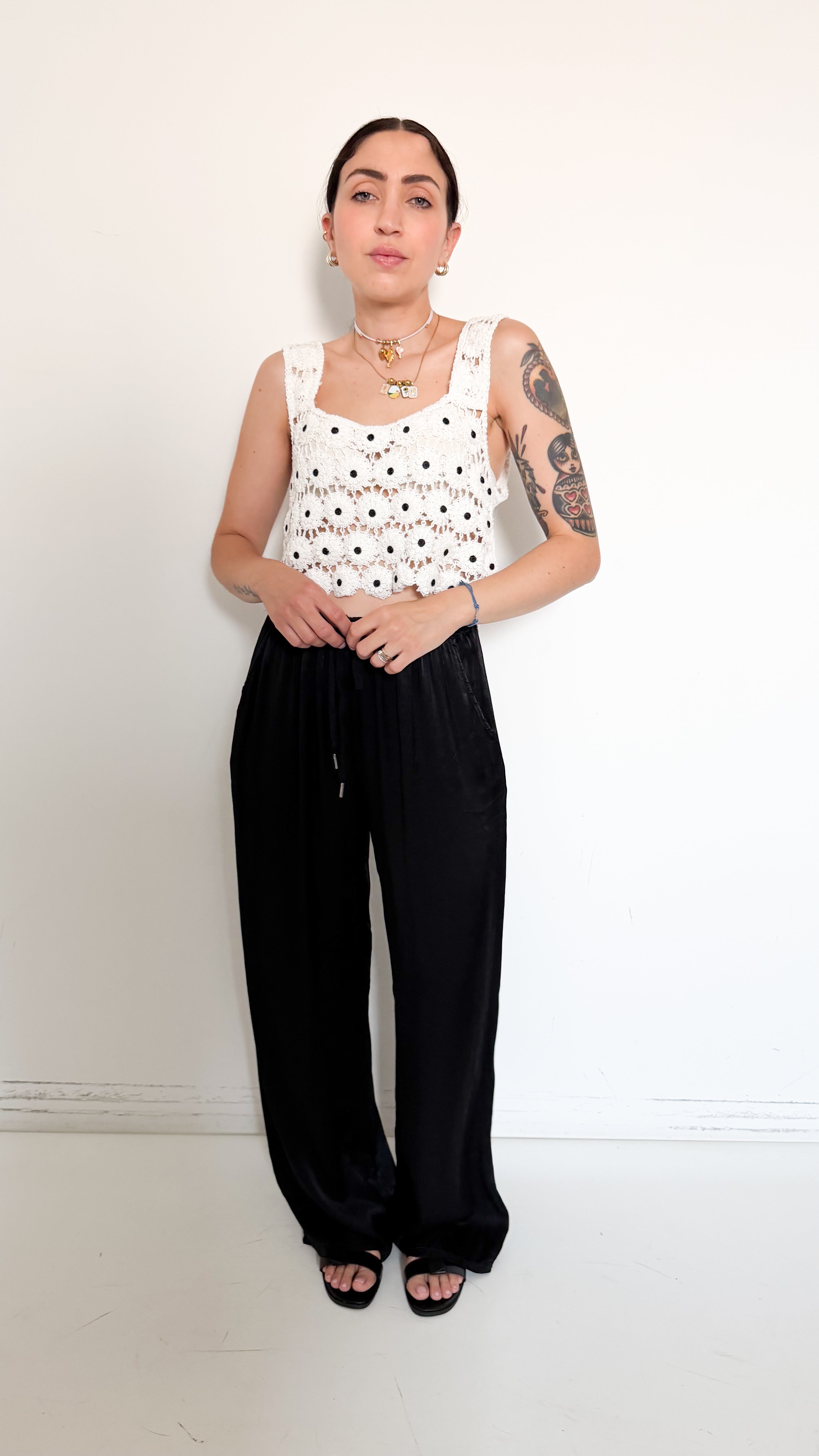 Pantaloni Neri In Satin