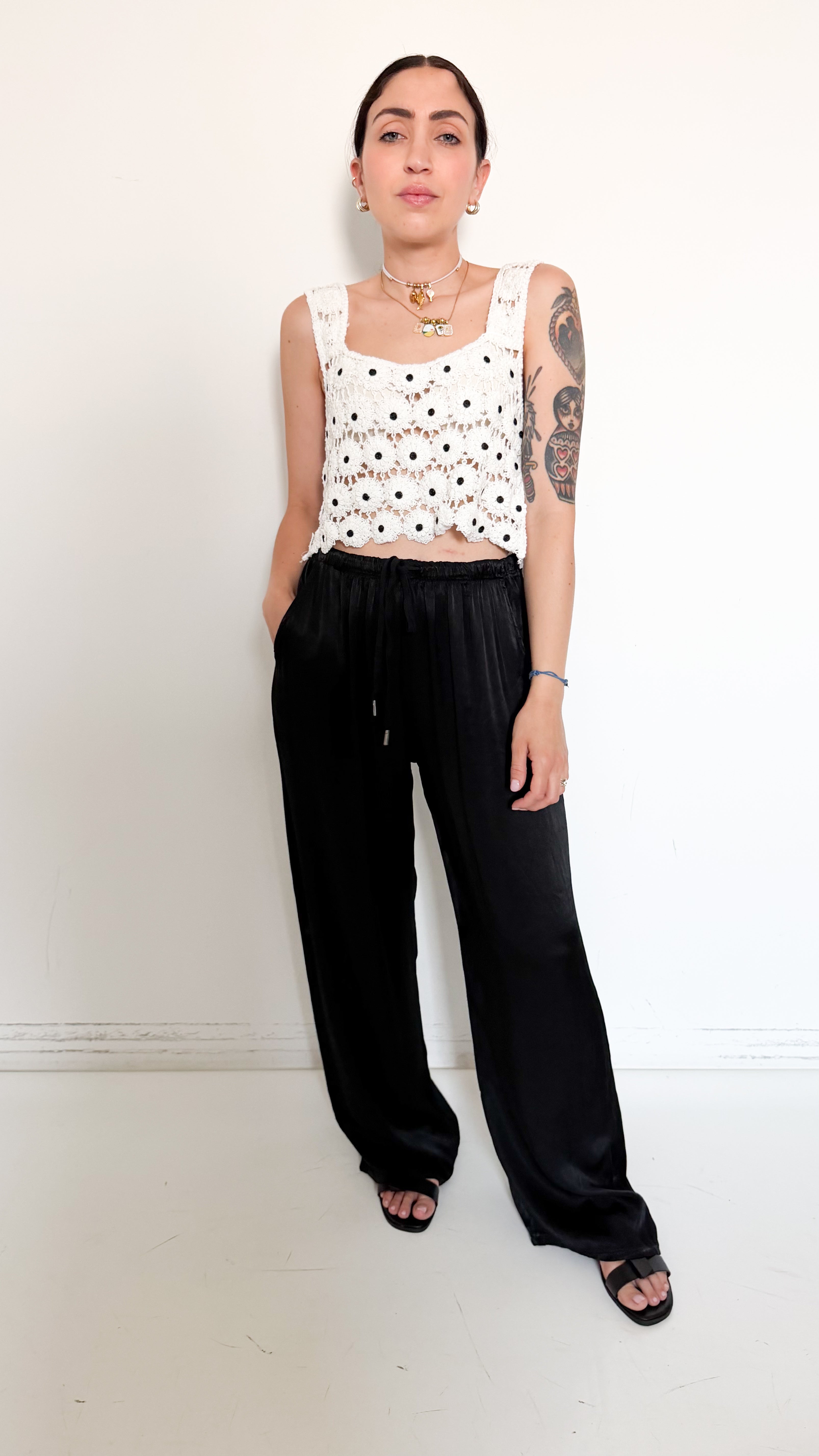 Pantaloni Neri In Satin