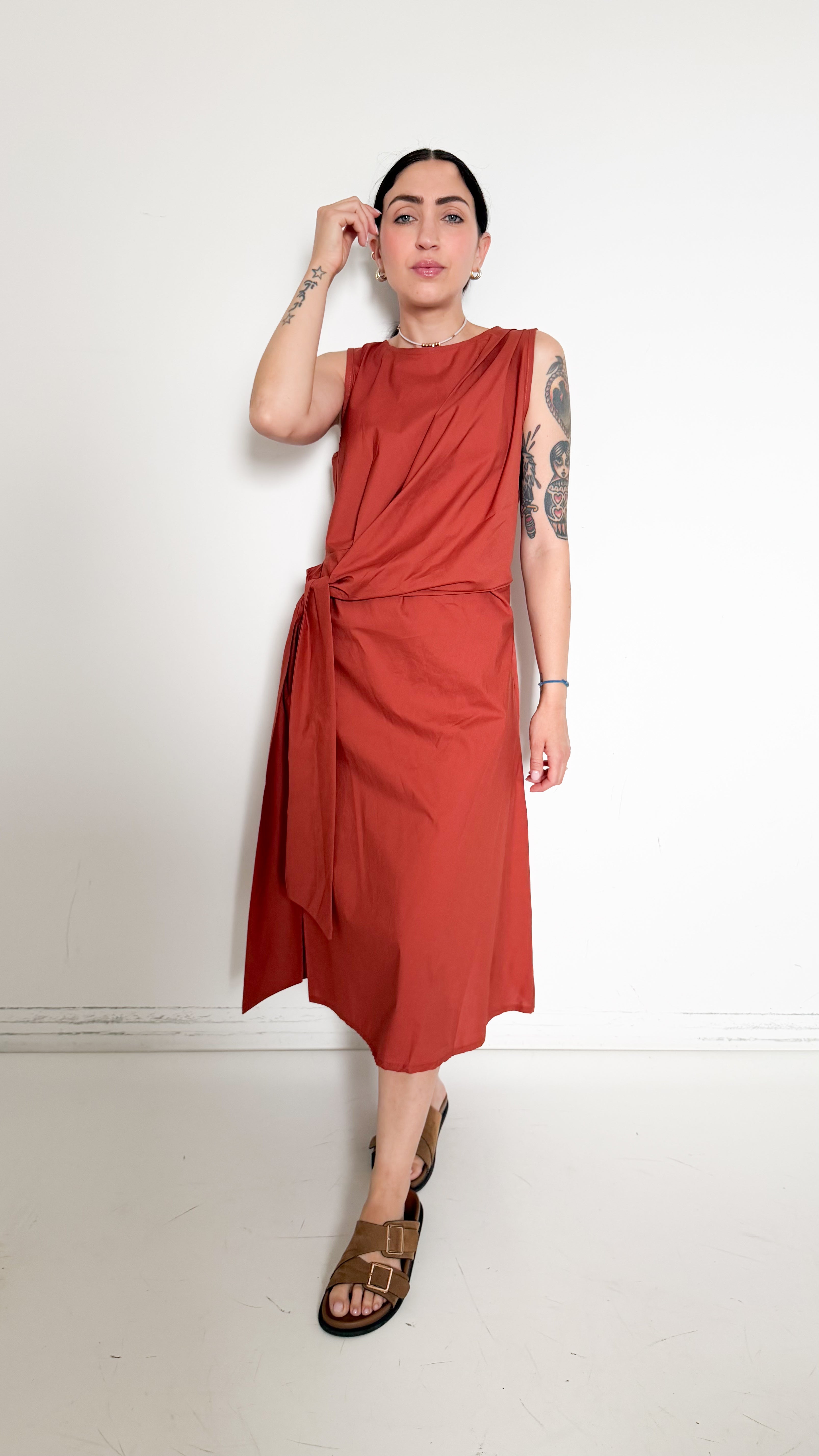 Vestito Ruggine Con Nodo