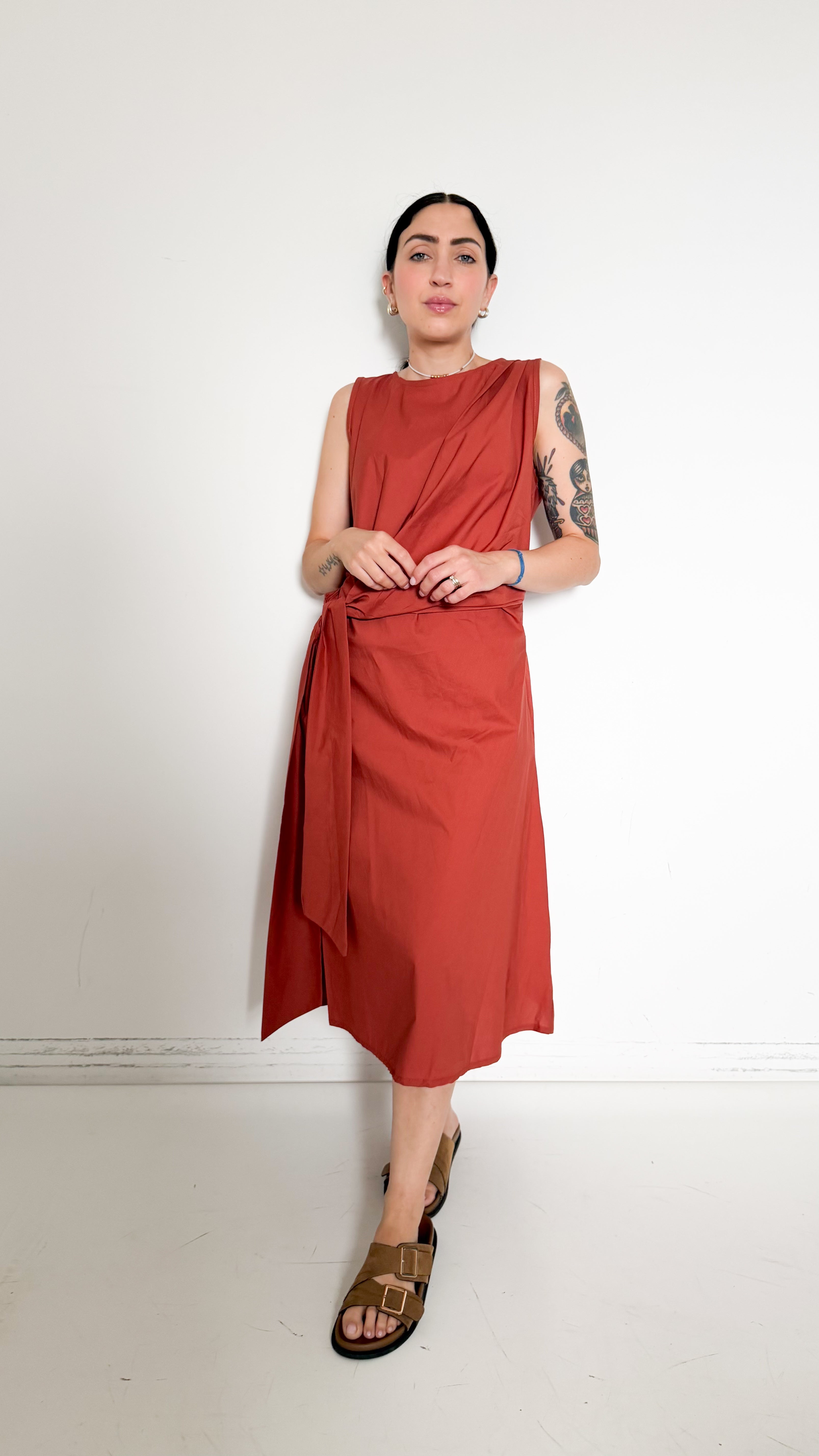 Vestito Ruggine Con Nodo