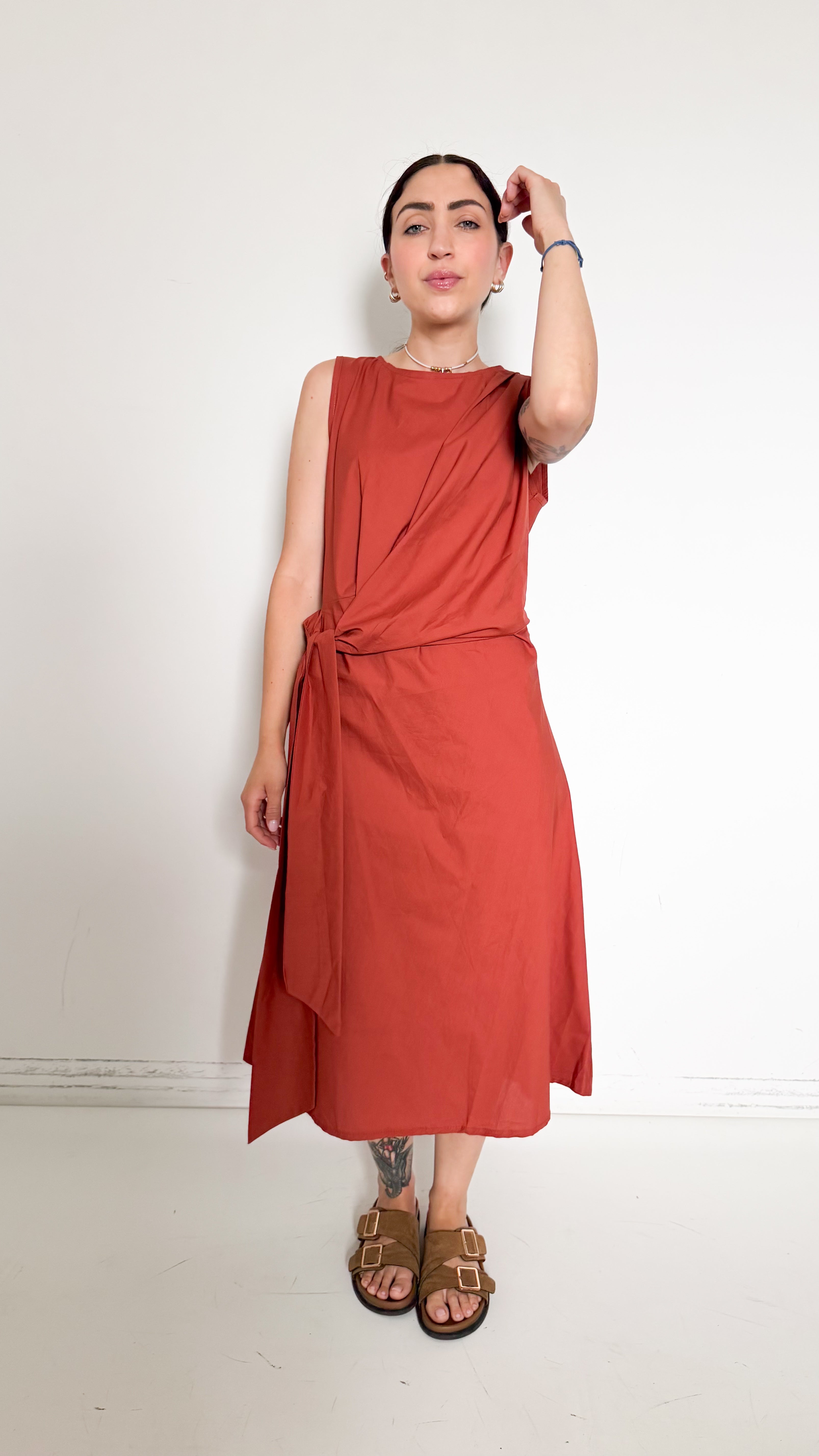 Vestito Ruggine Con Nodo