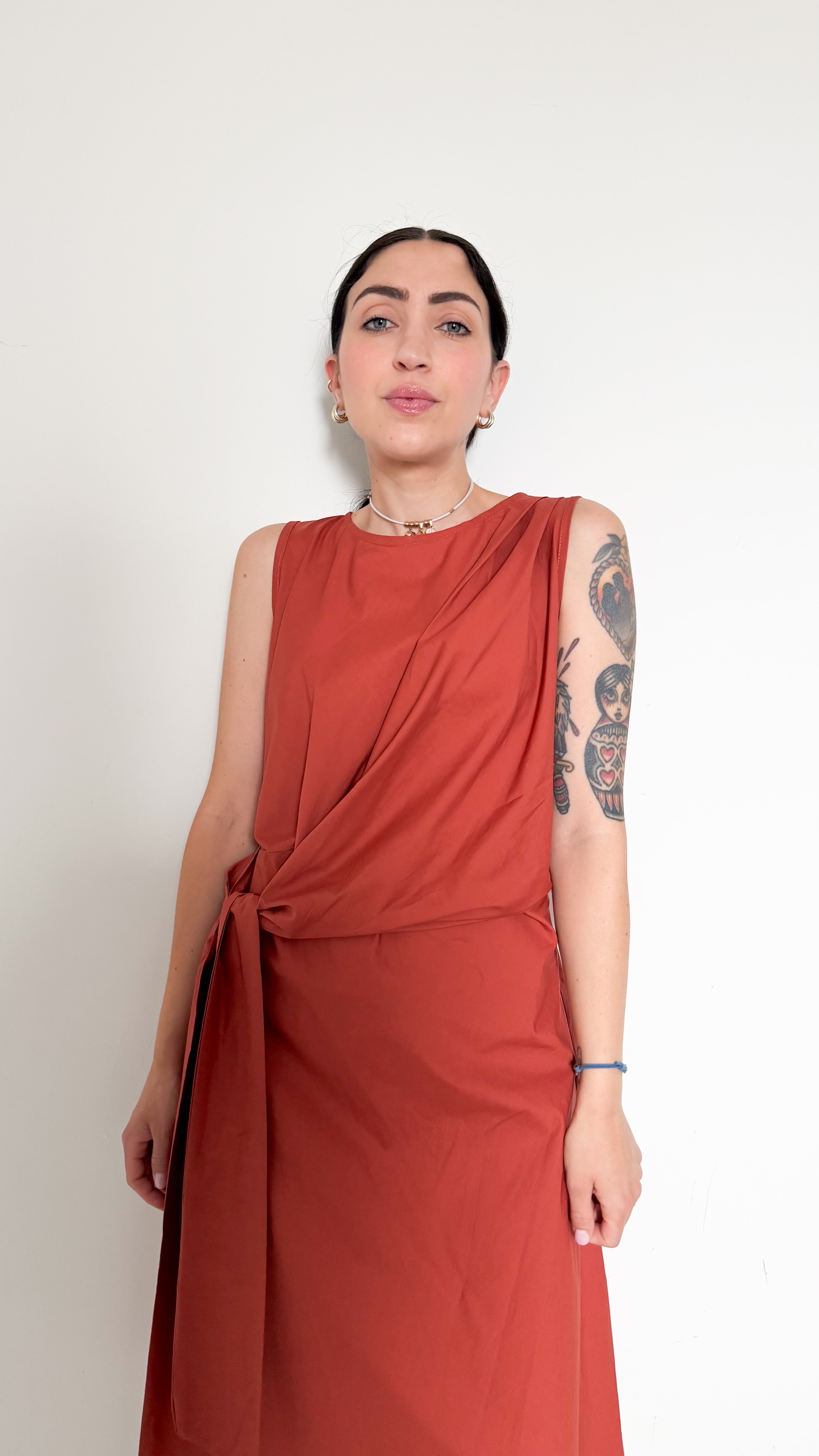 Vestito Ruggine Con Nodo