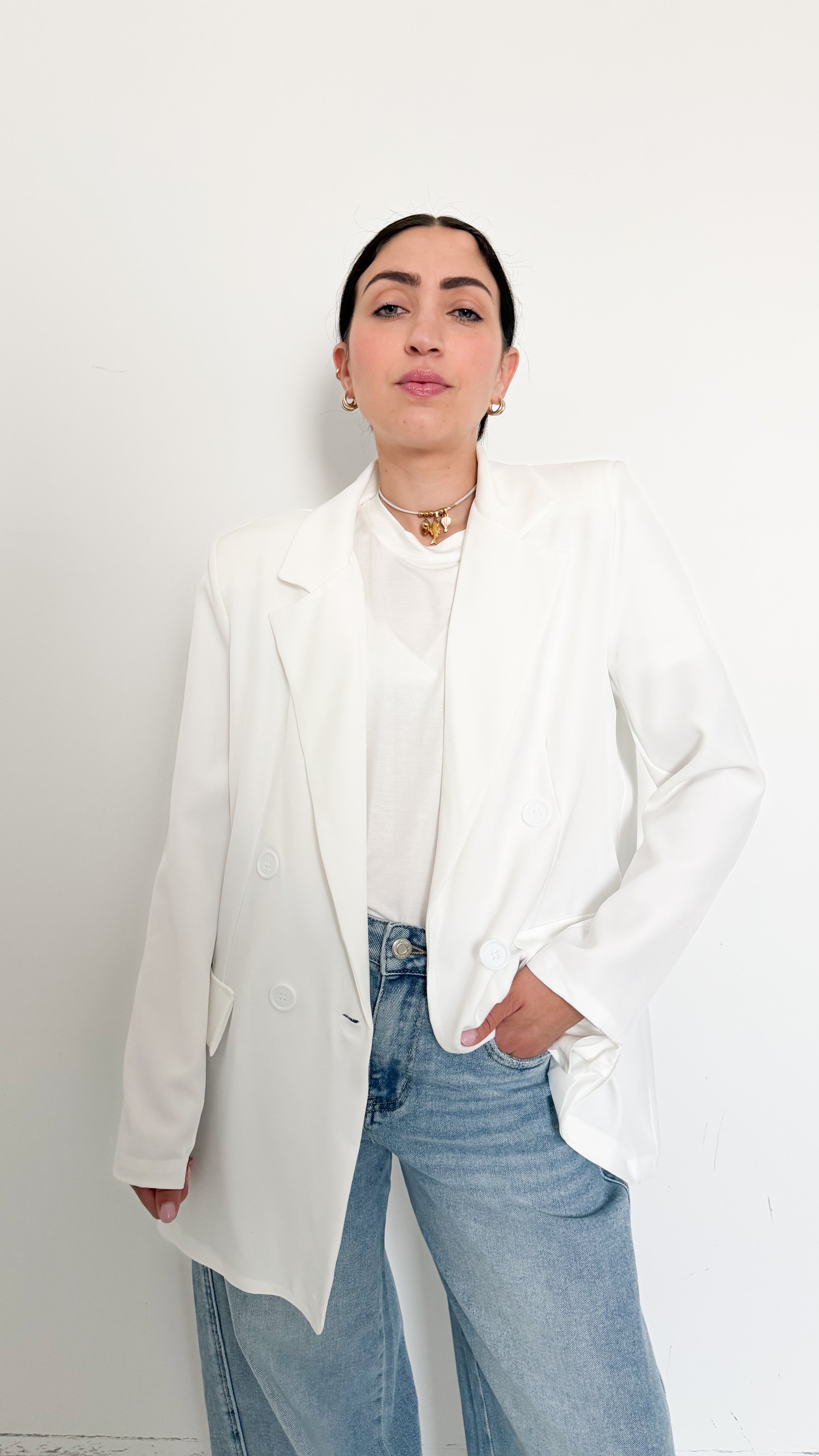 Blazer Basic Doppiopetto Bianco