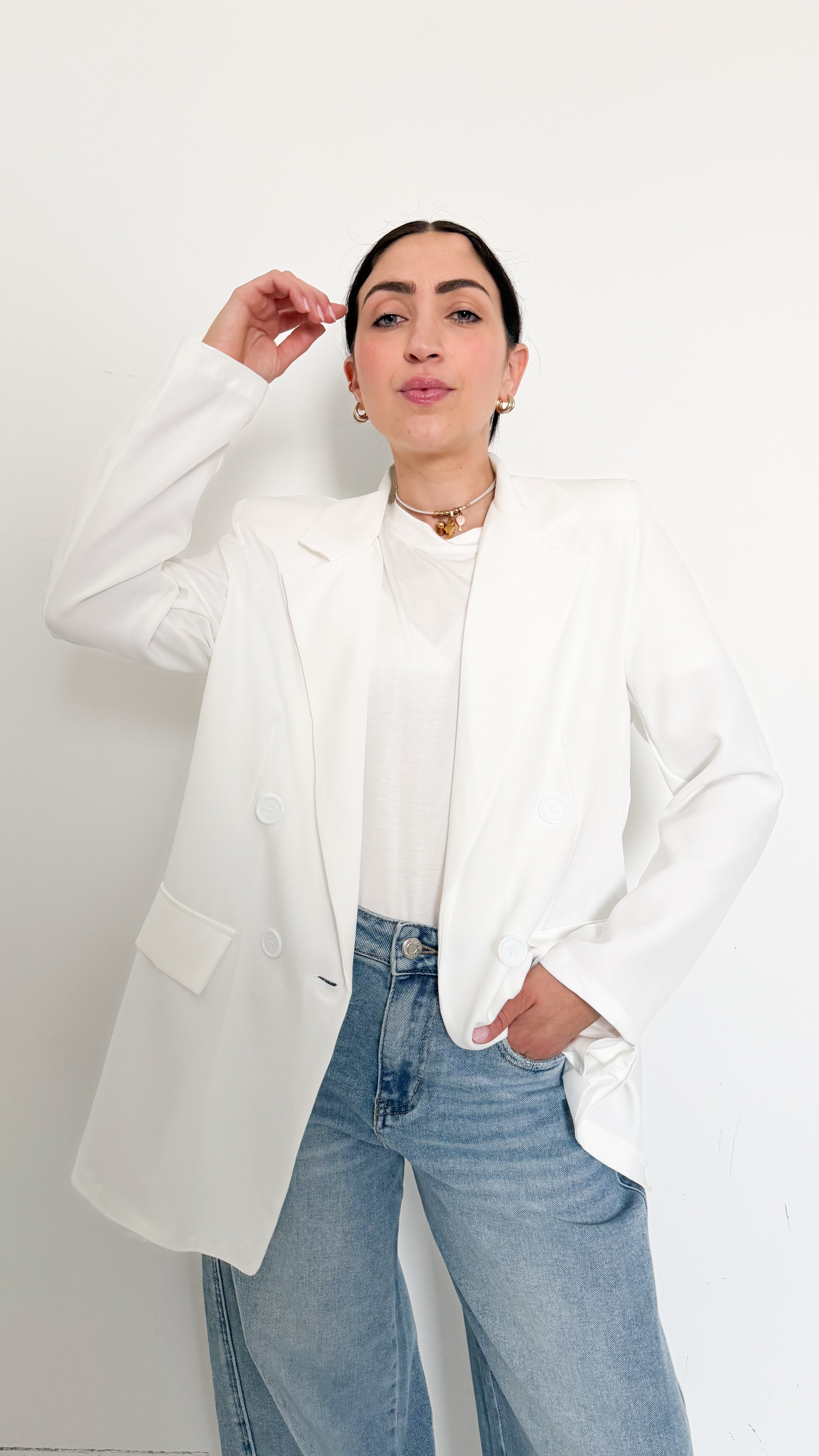 Blazer Basic Doppiopetto Bianco
