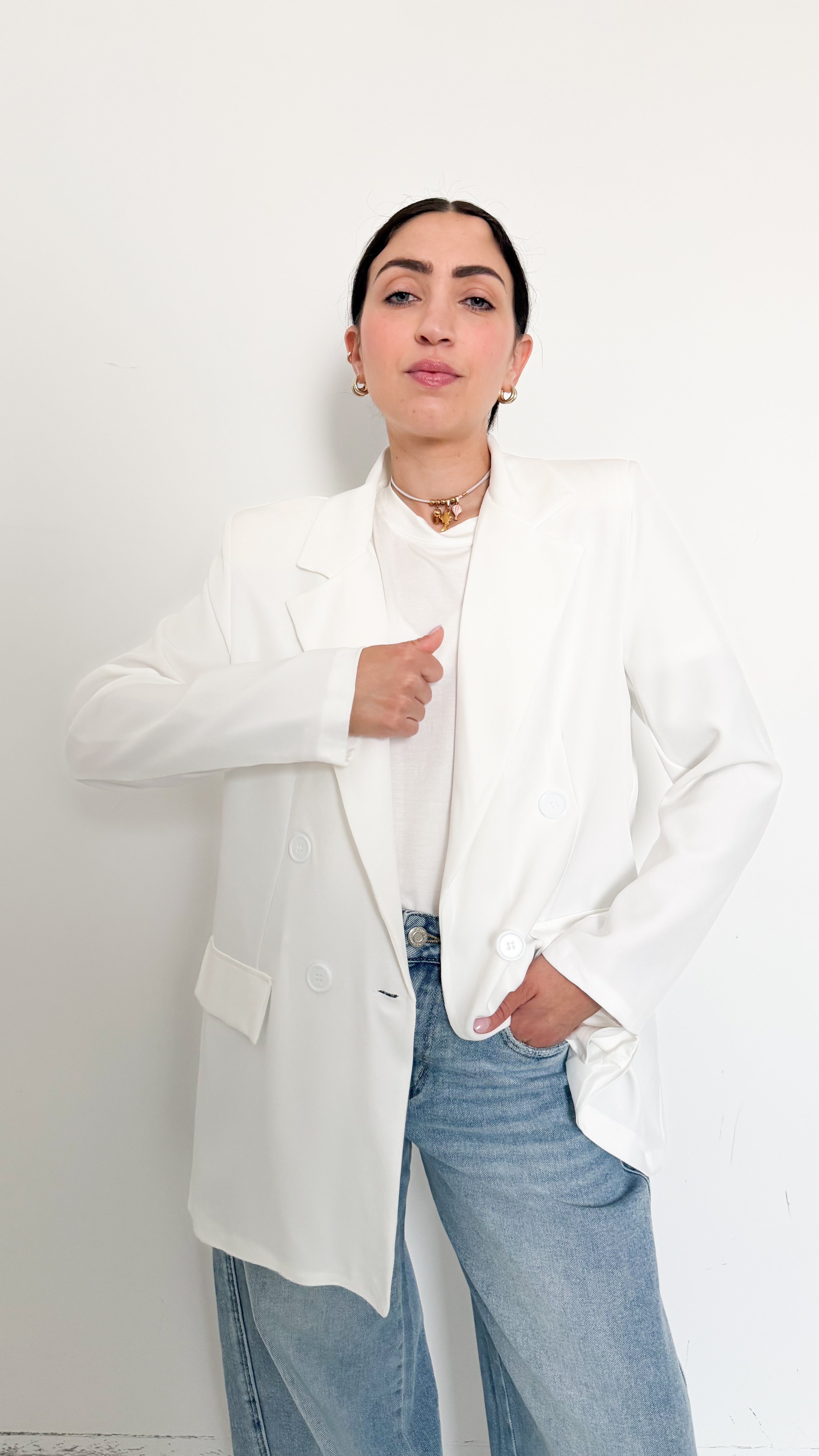 Blazer Basic Doppiopetto Bianco