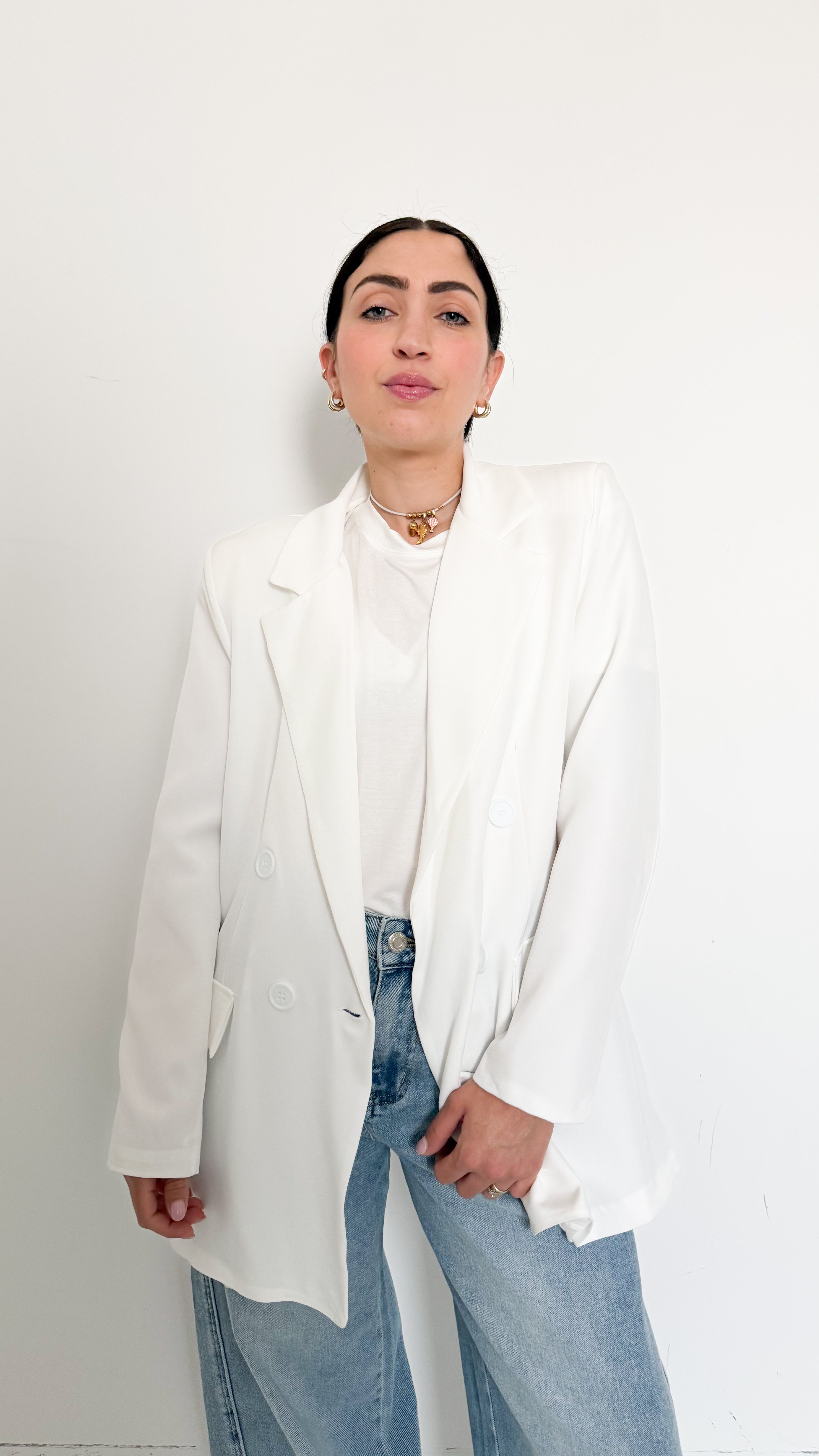 Blazer Basic Doppiopetto Bianco
