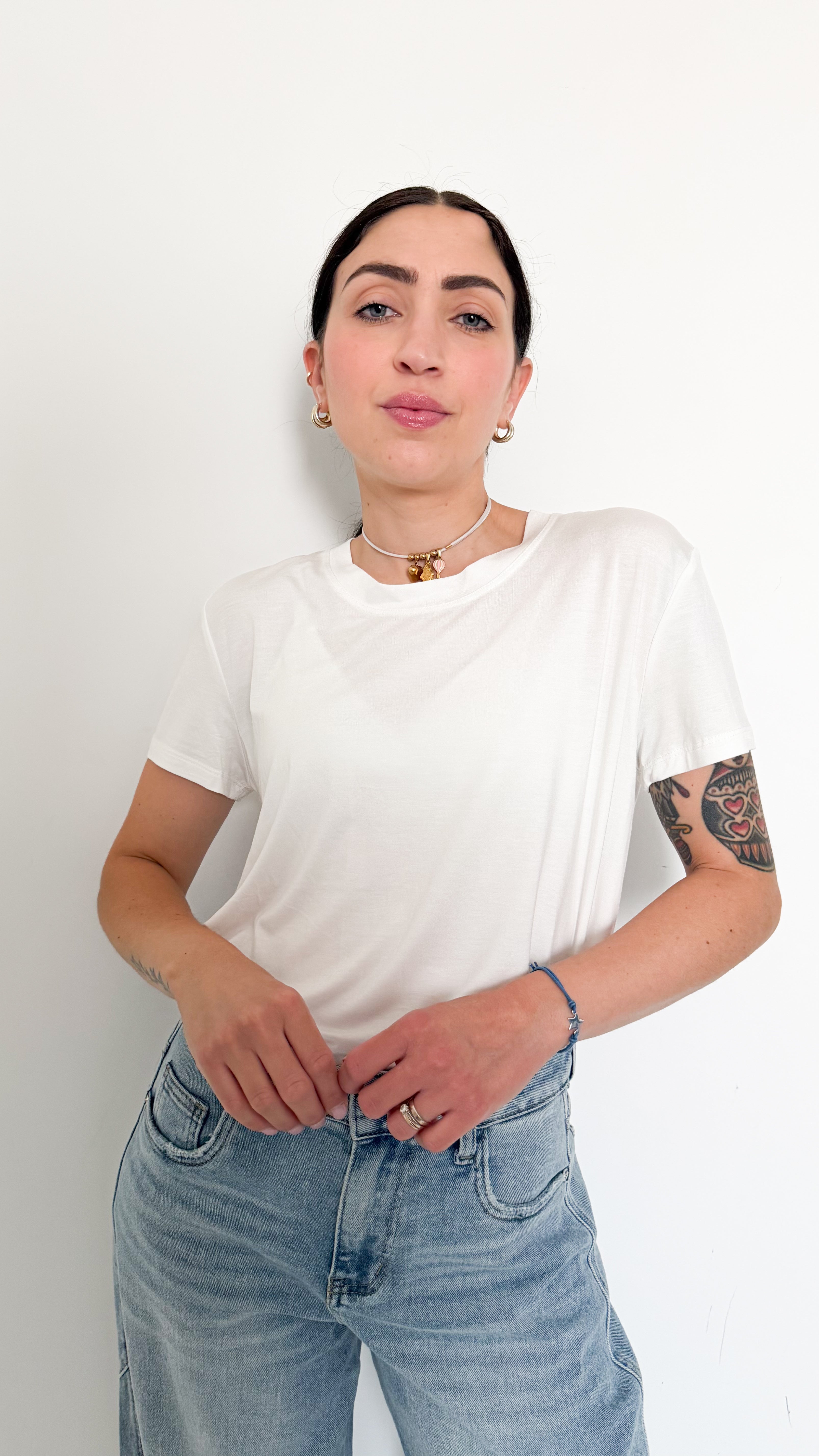 T-Shirt Bianca In Viscosa