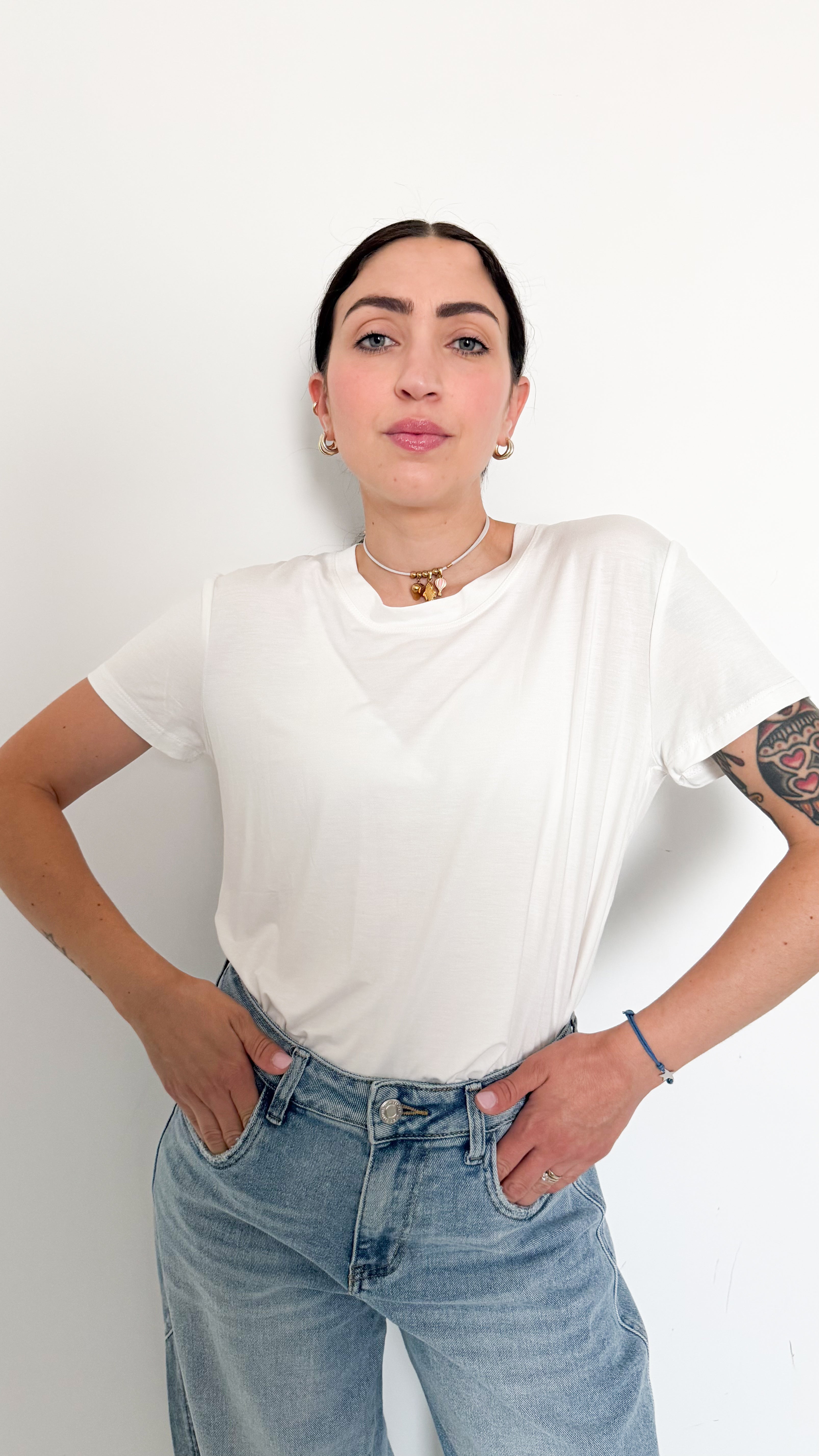 T-Shirt Bianca In Viscosa