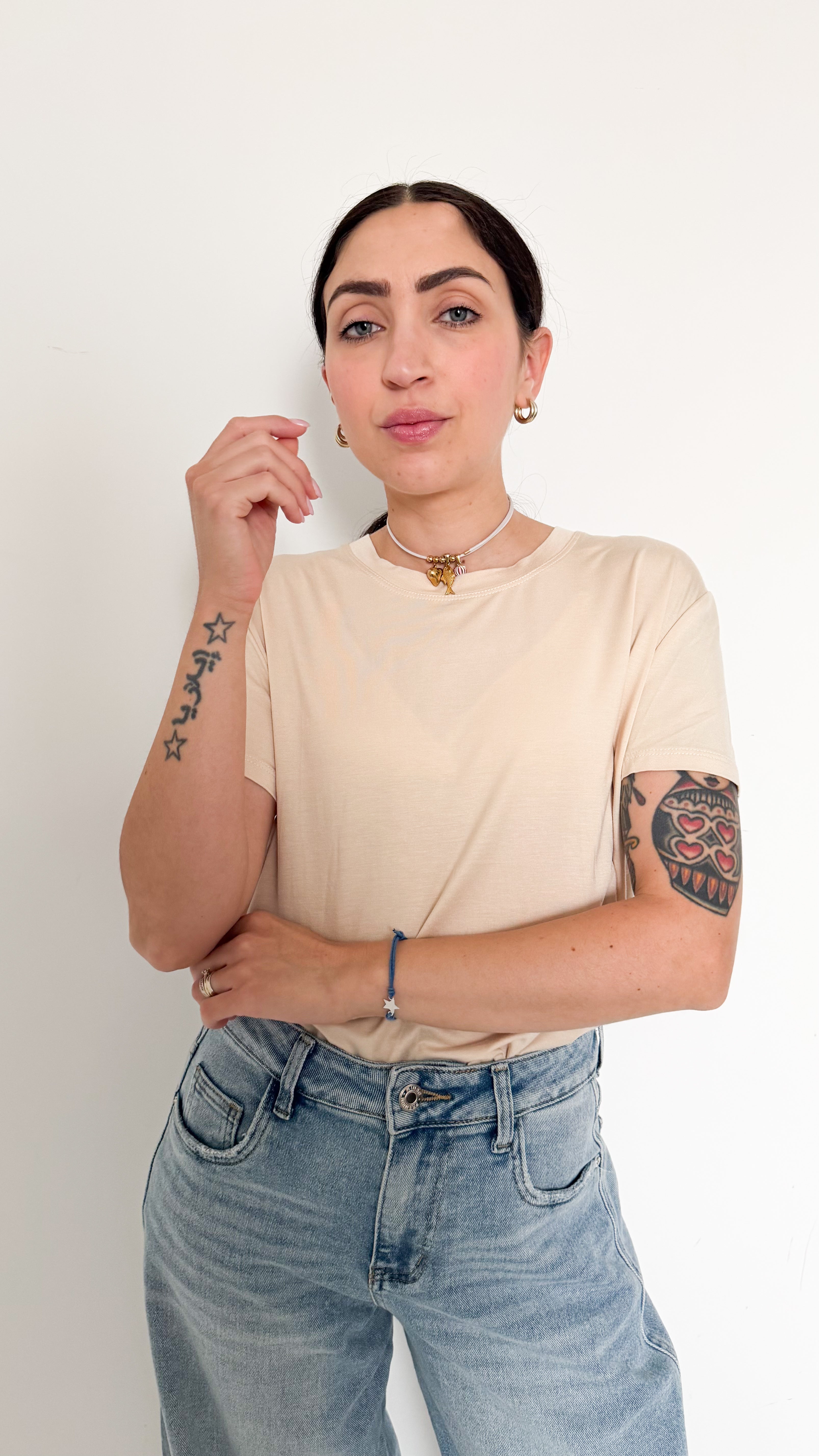 T-Shirt Beige In Viscosa