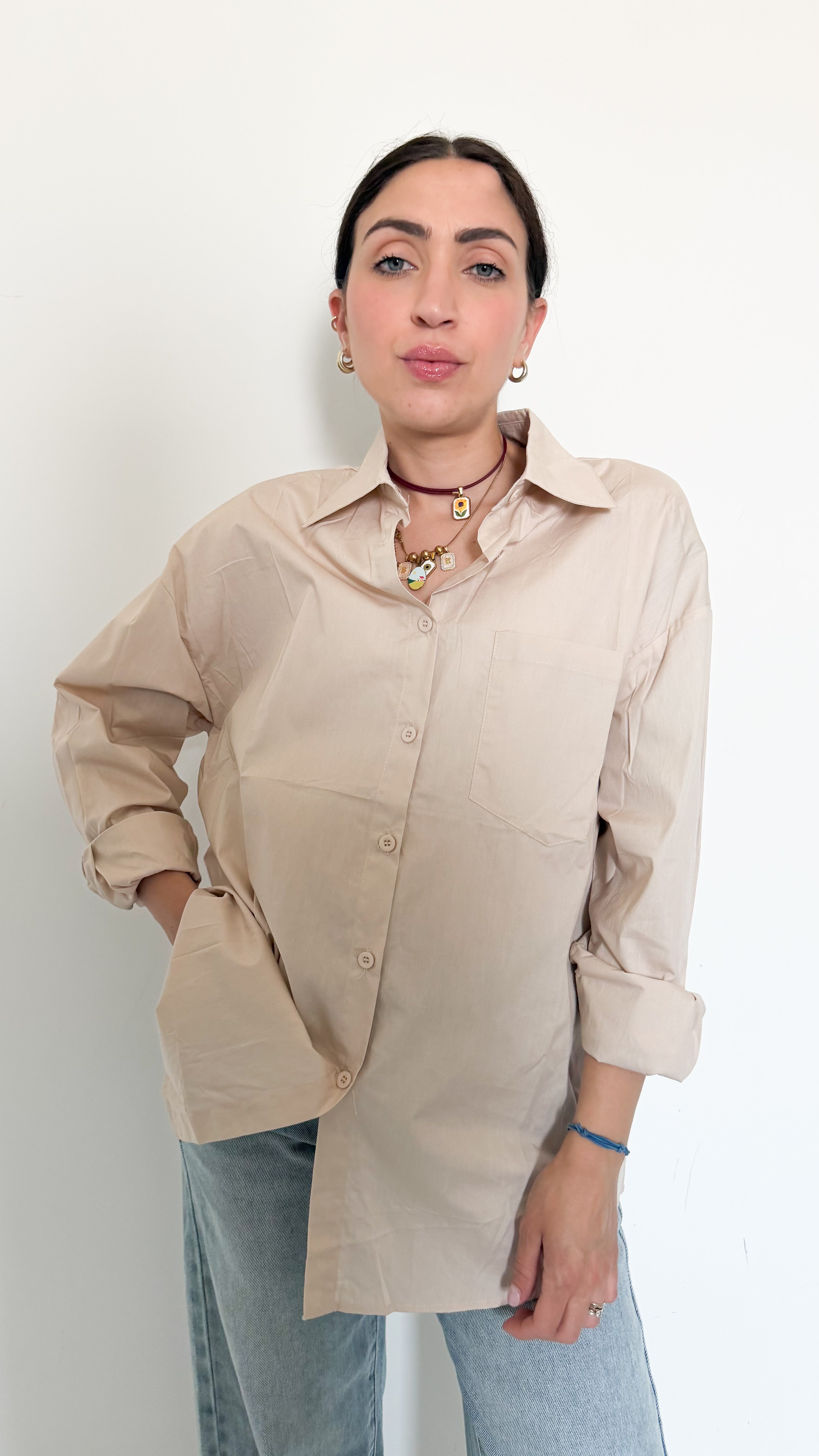 Camicia Over Basic Beige