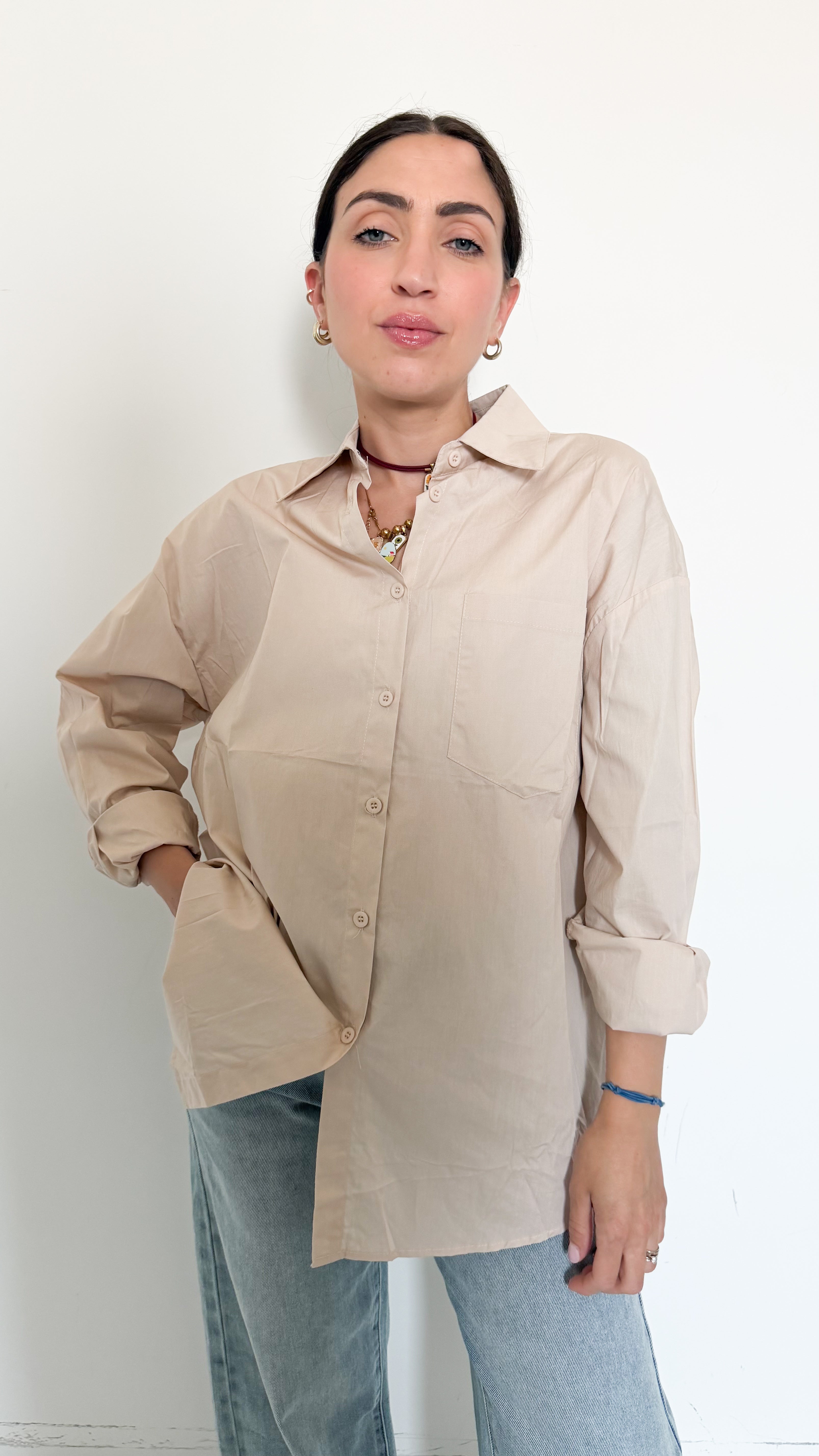 Camicia Over Basic Beige