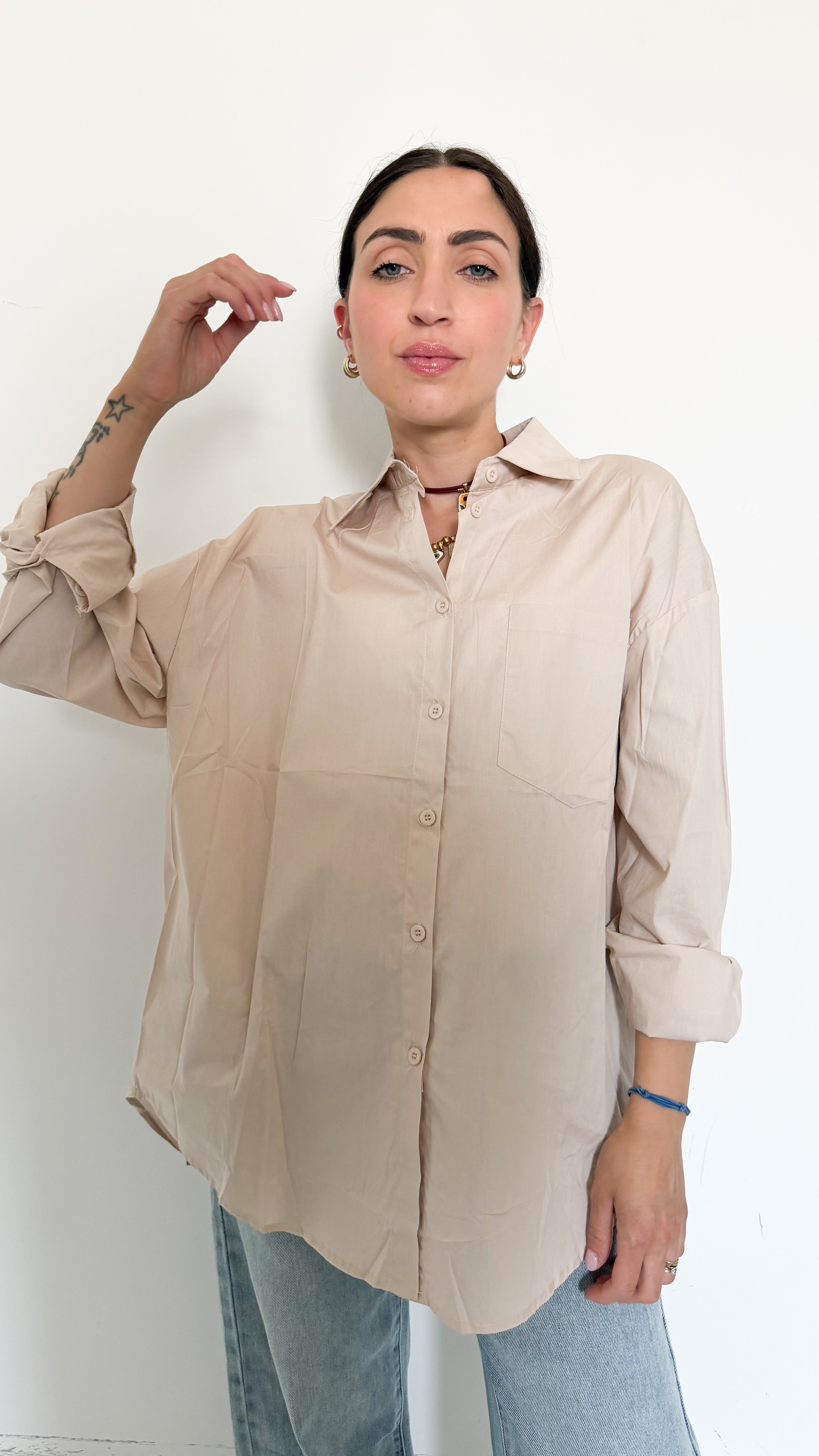 Camicia Over Basic Beige