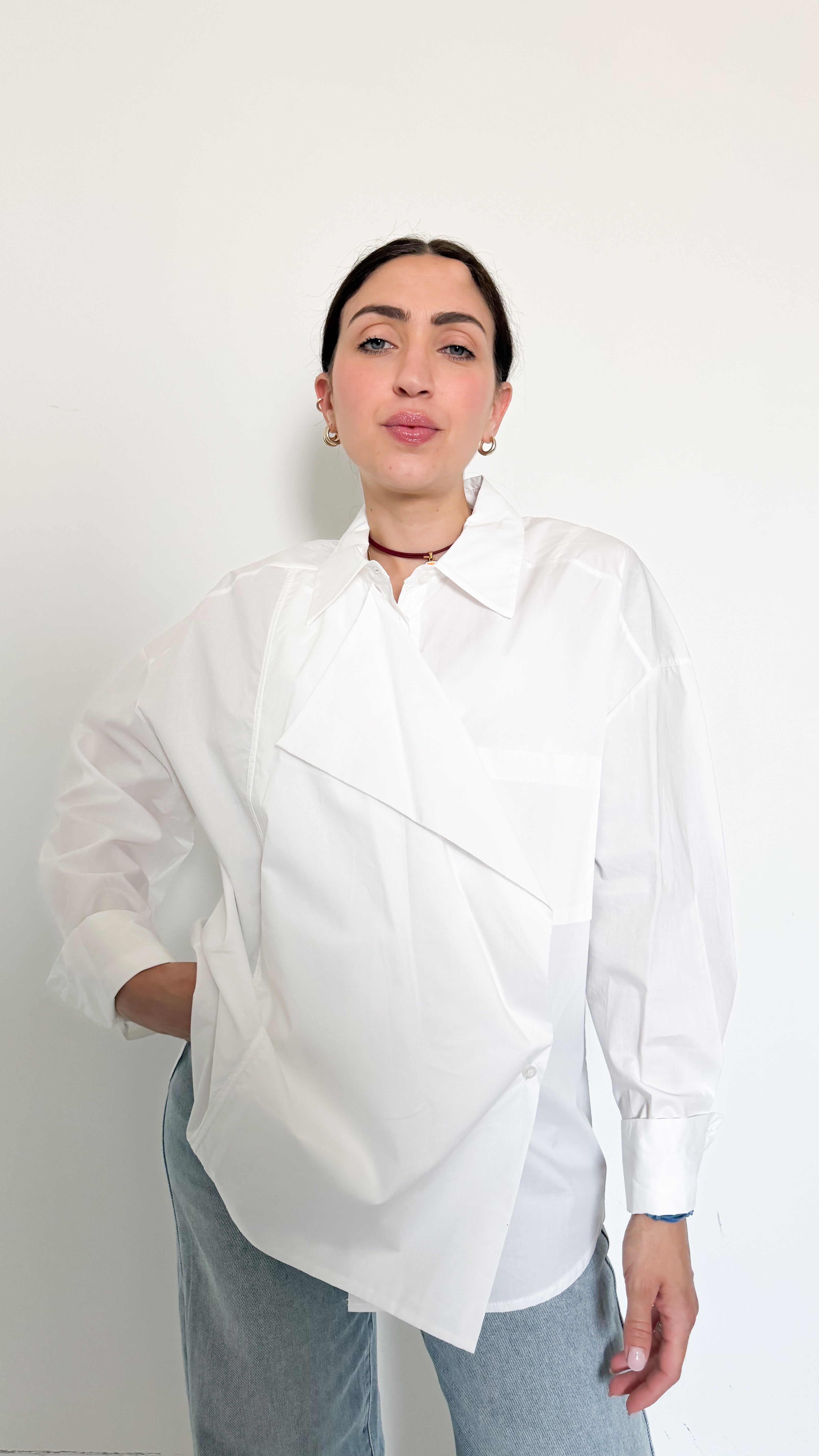 Camicia Bianca Con Patta