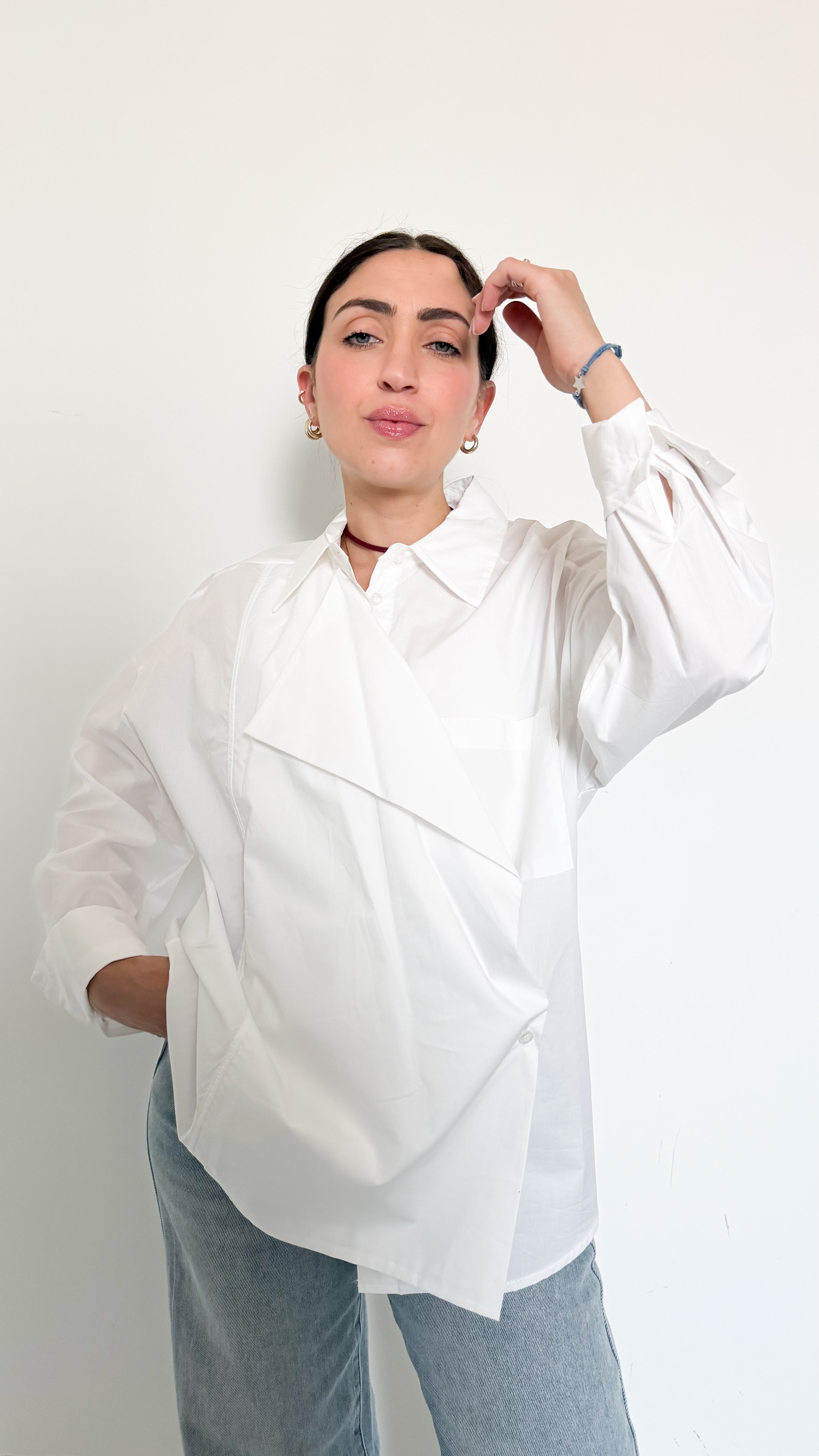 Camicia Bianca Con Patta