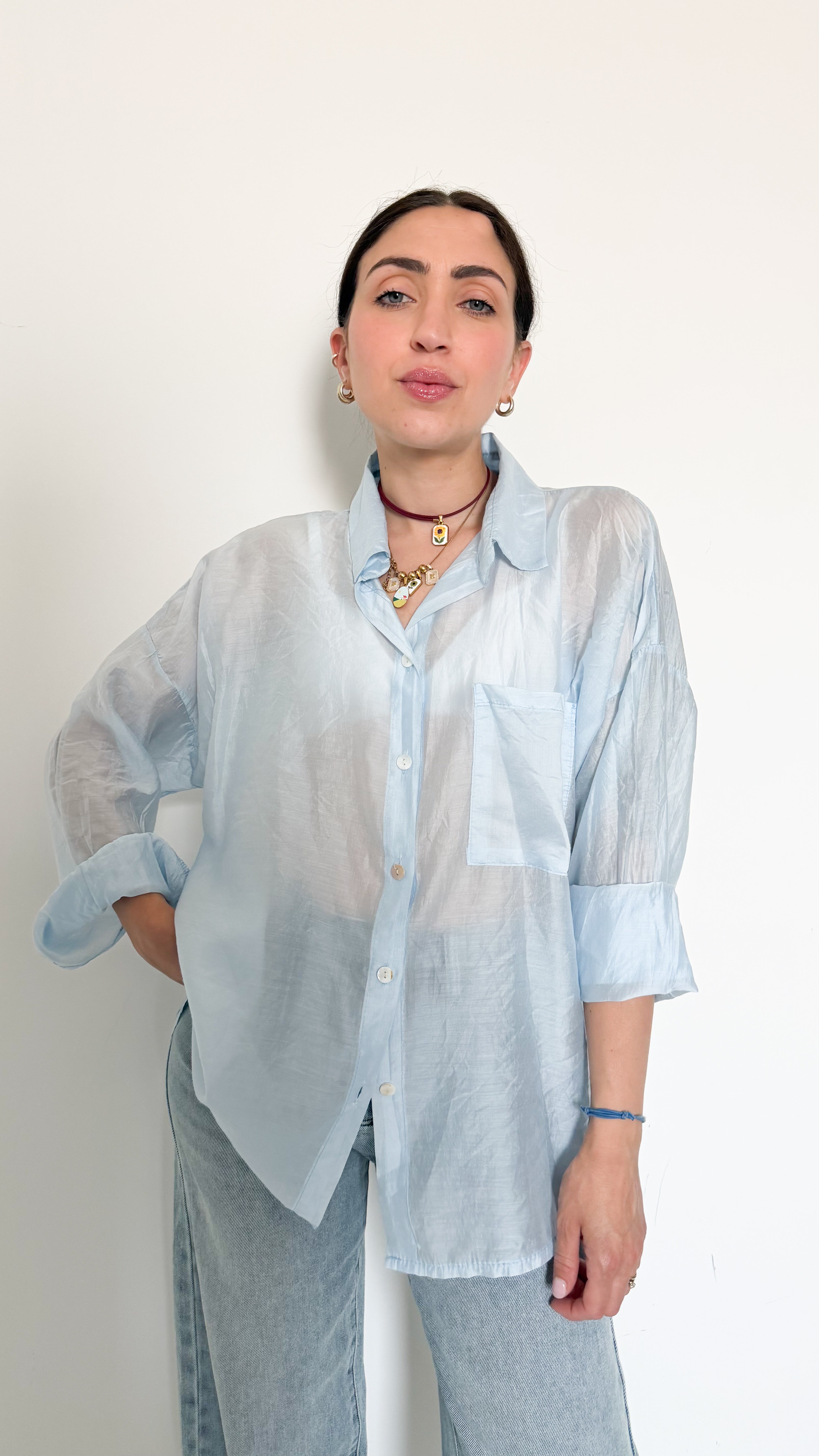 Camicia Velata Celeste