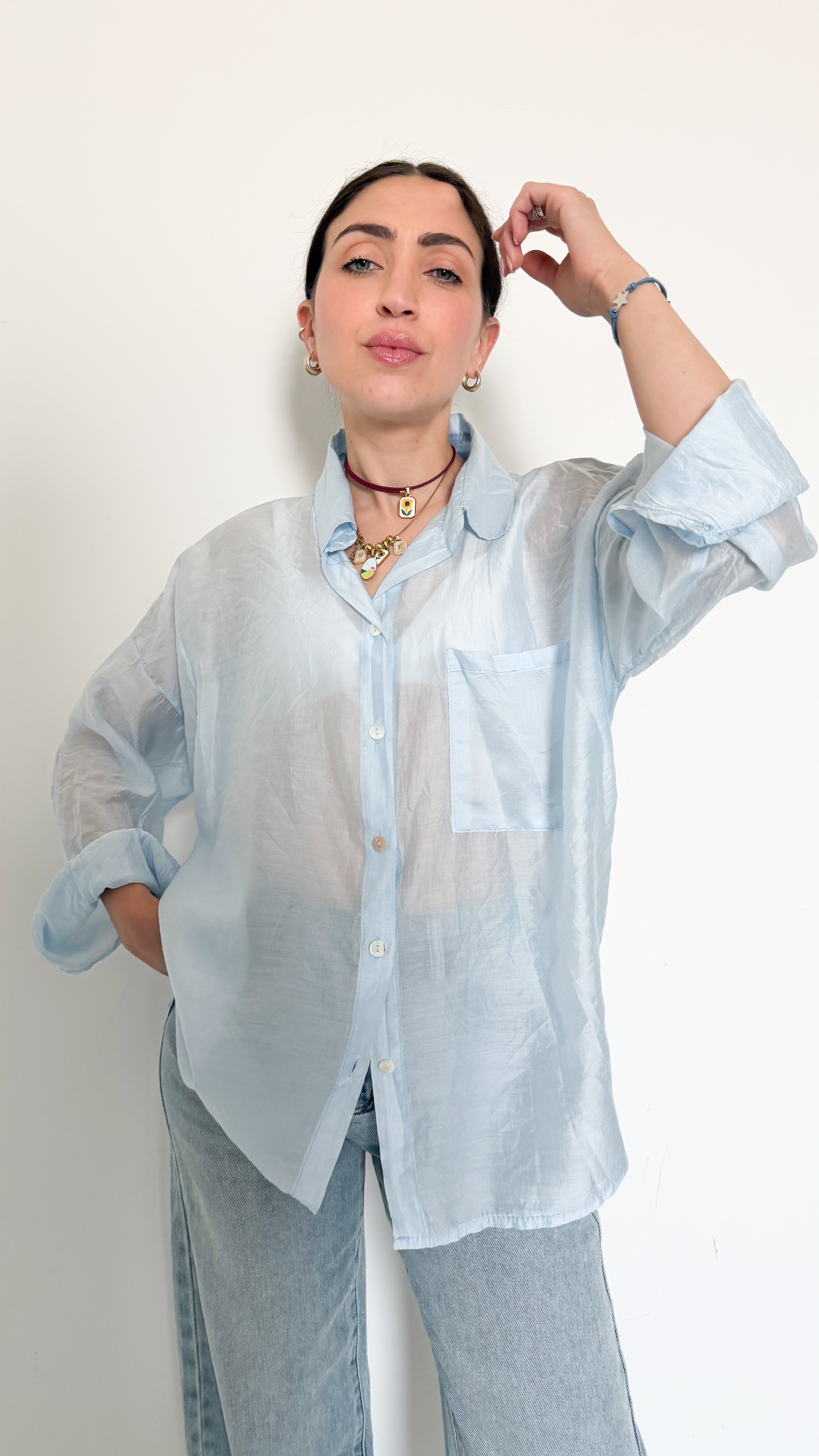 Camicia Velata Celeste