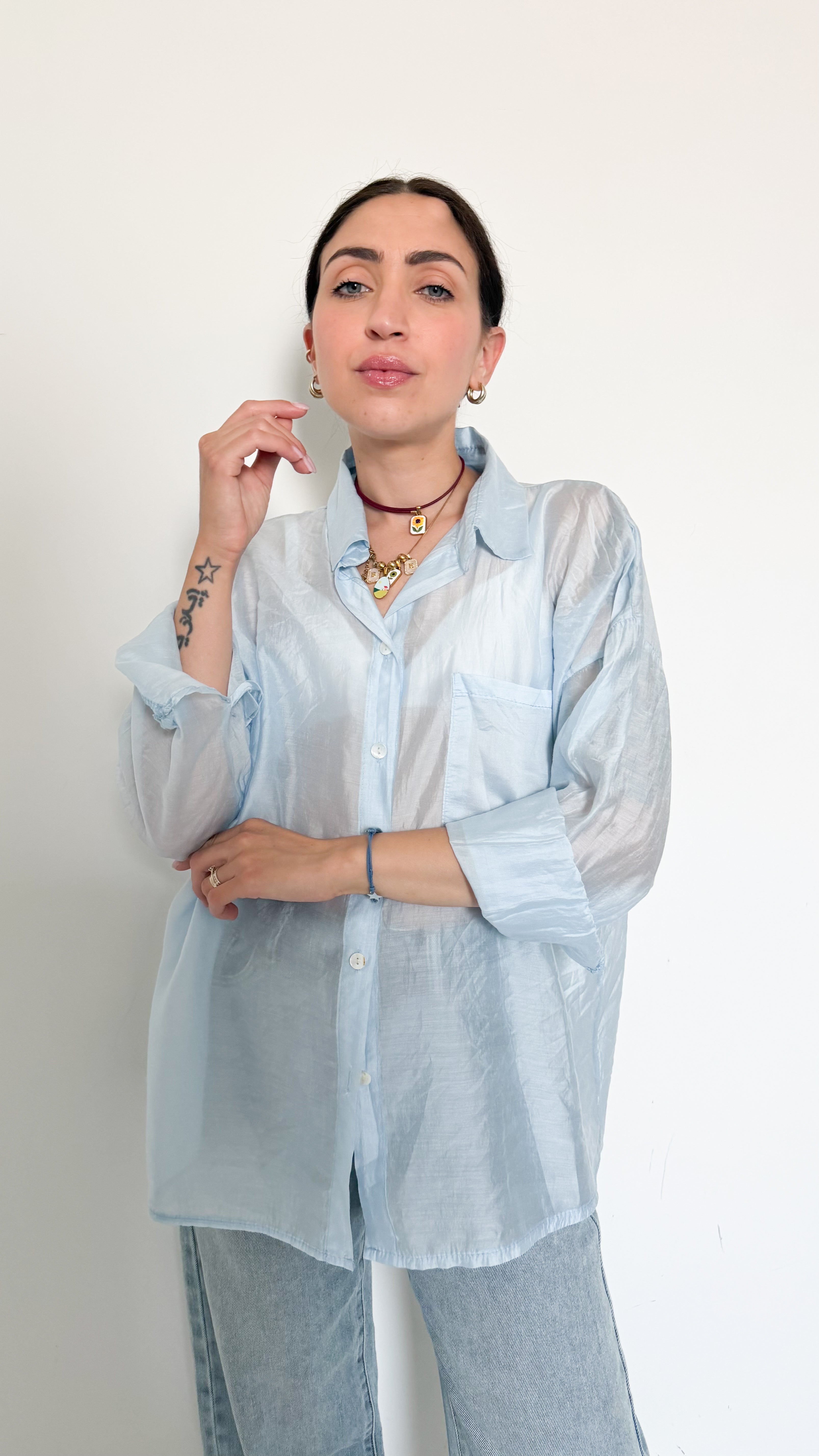 Camicia Velata Celeste
