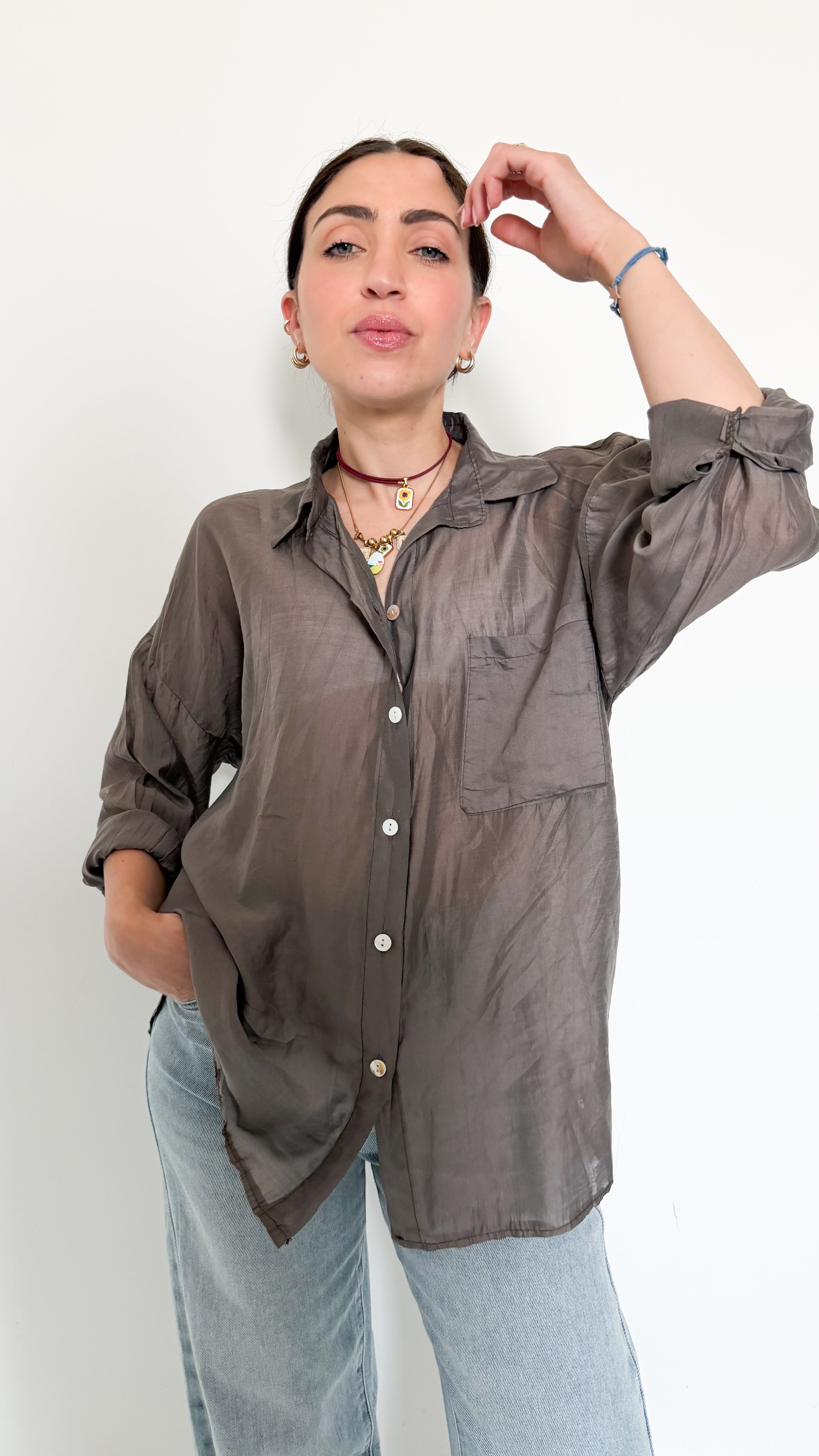 Camicia Velata Fango