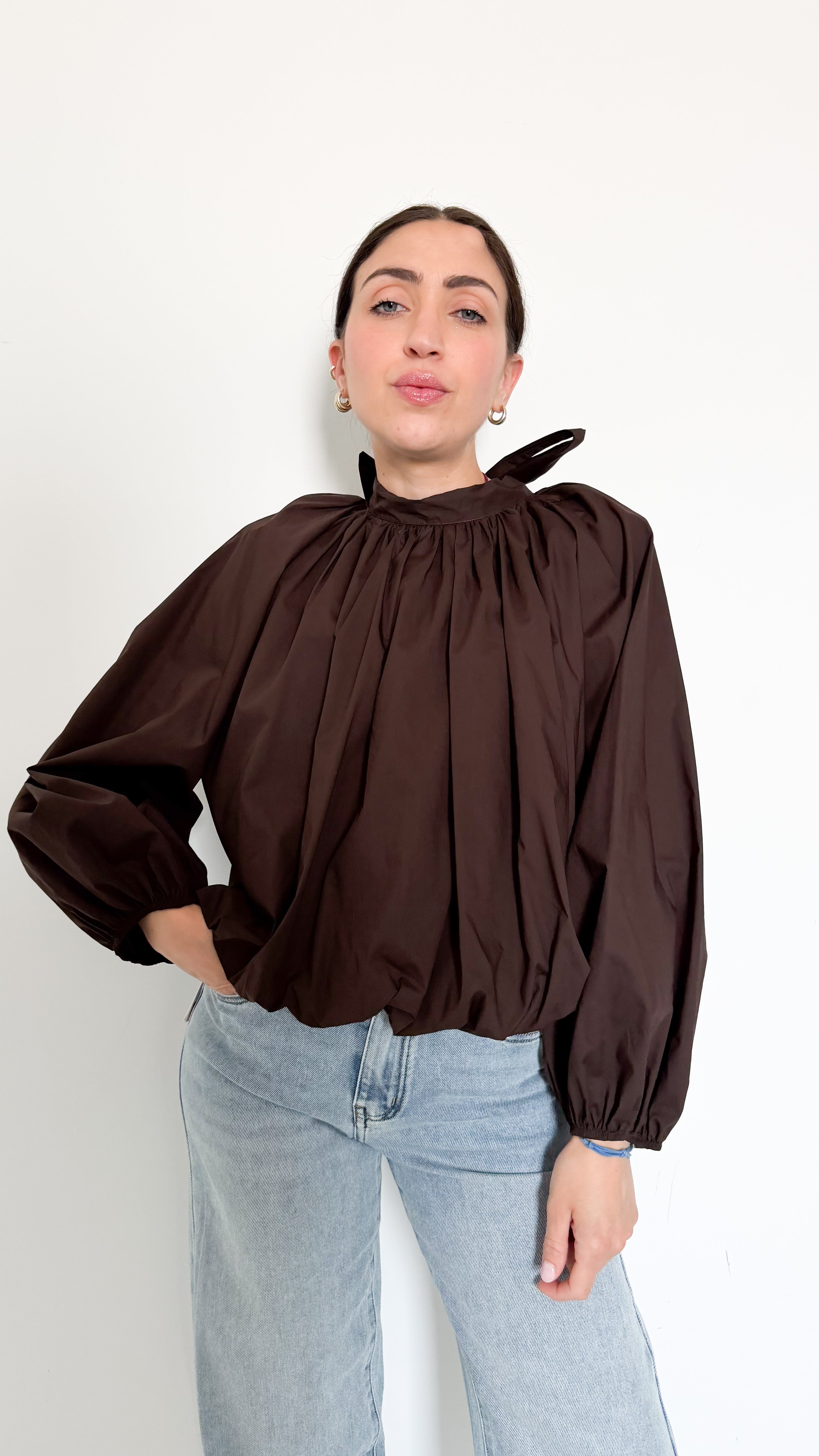 Blusa Marrone In Cotone