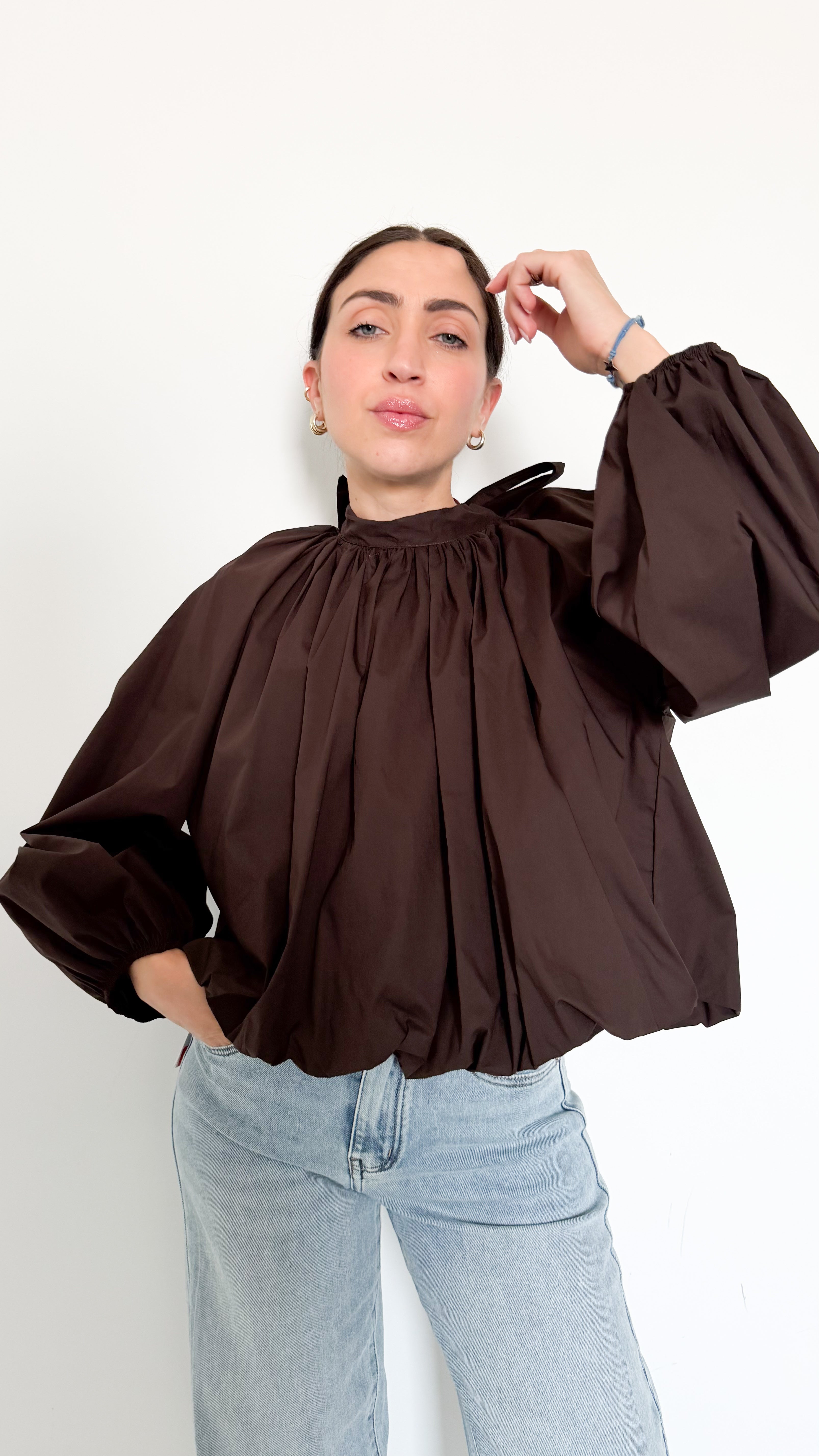 Blusa Marrone In Cotone