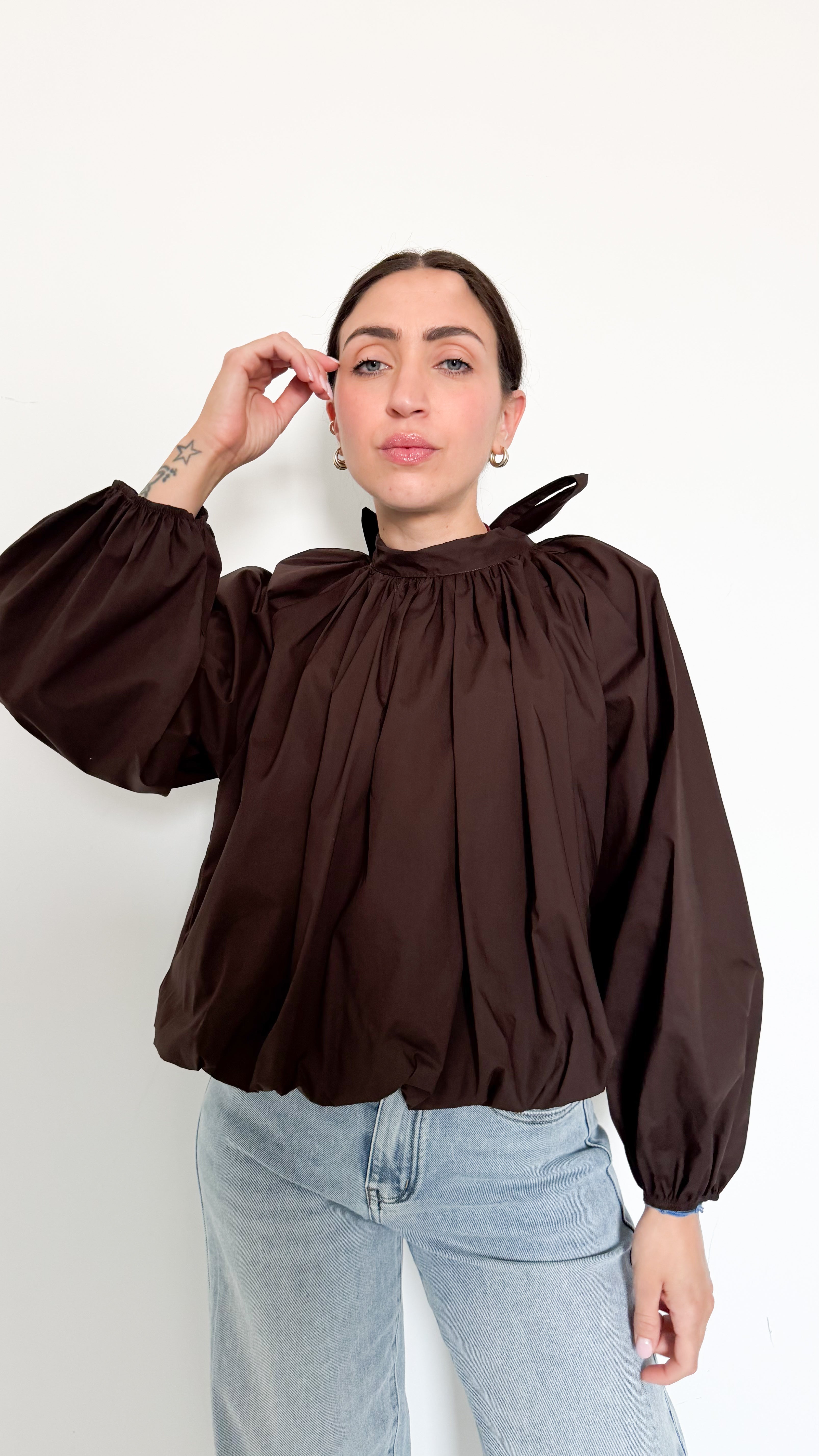 Blusa Marrone In Cotone