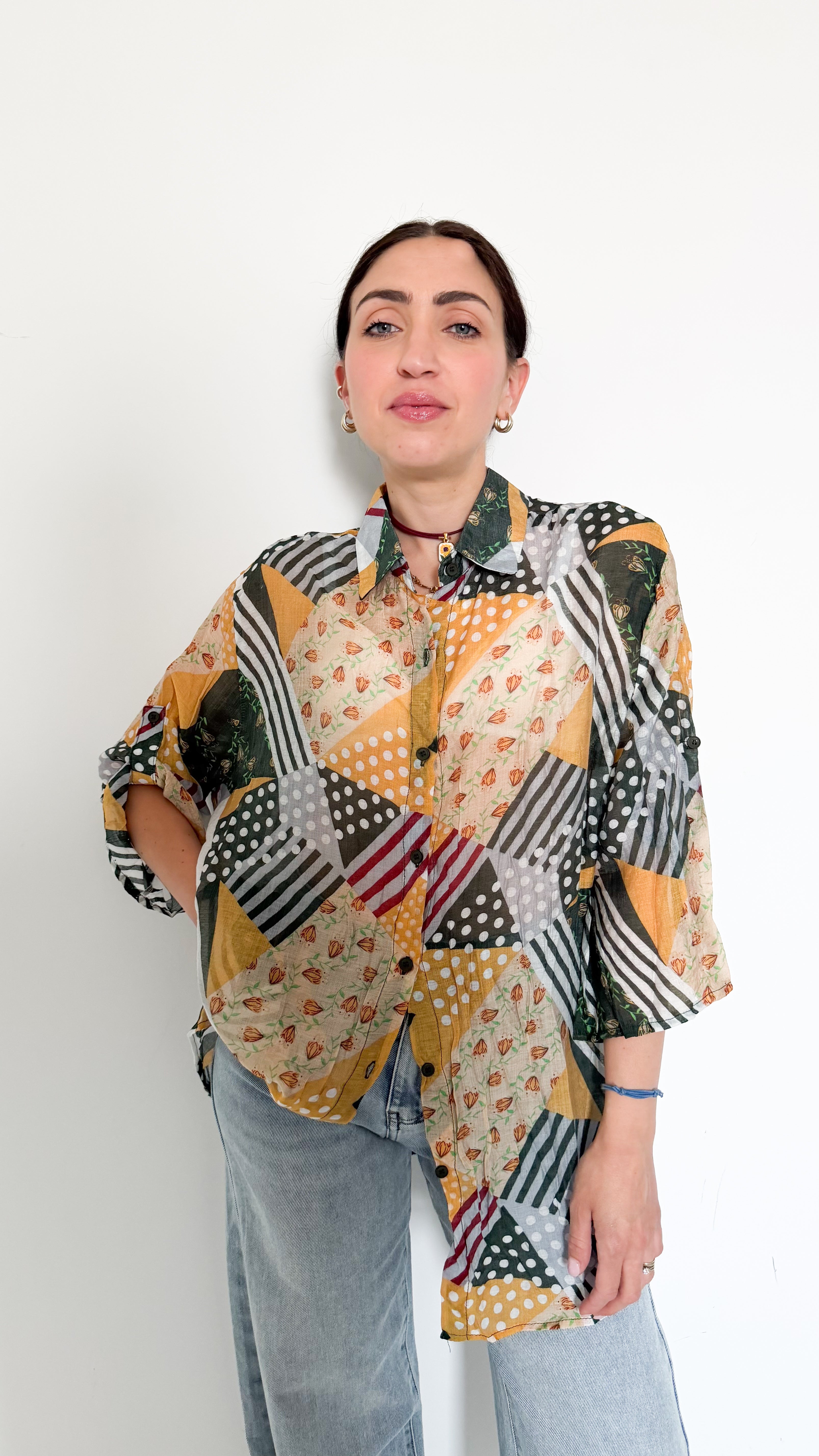 Camicia Verde A Fantasia
