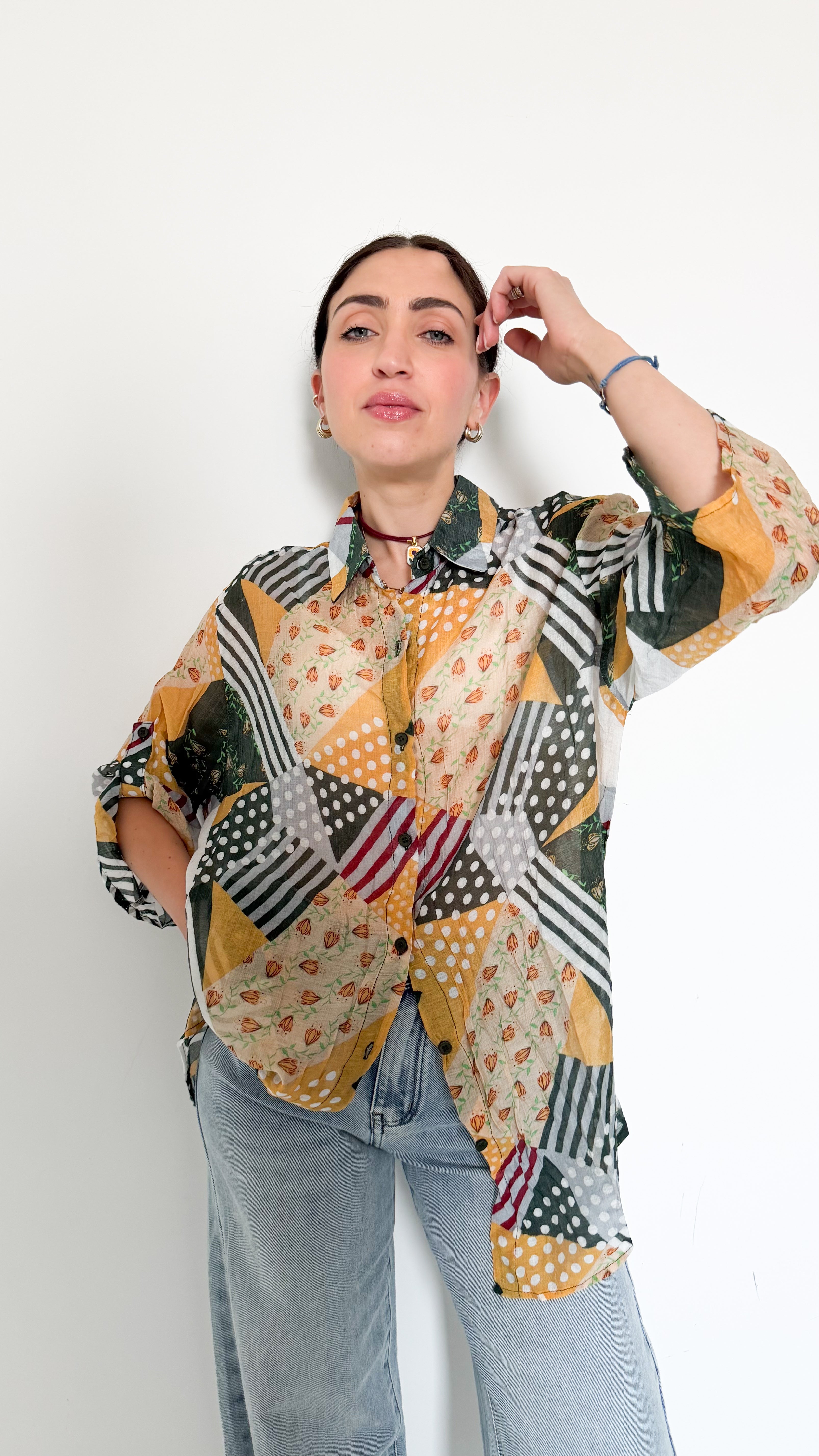 Camicia Verde A Fantasia