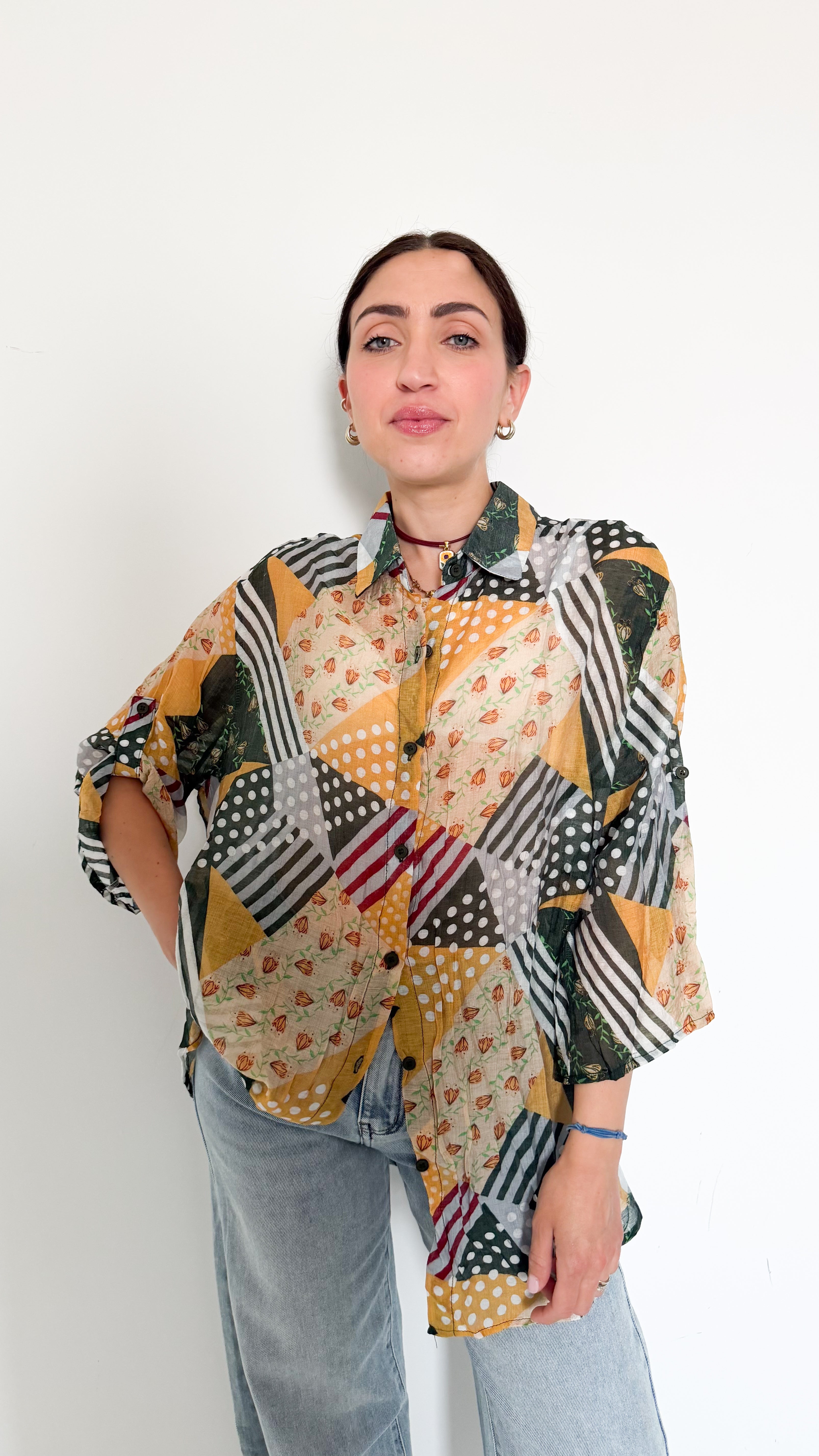Camicia Verde A Fantasia