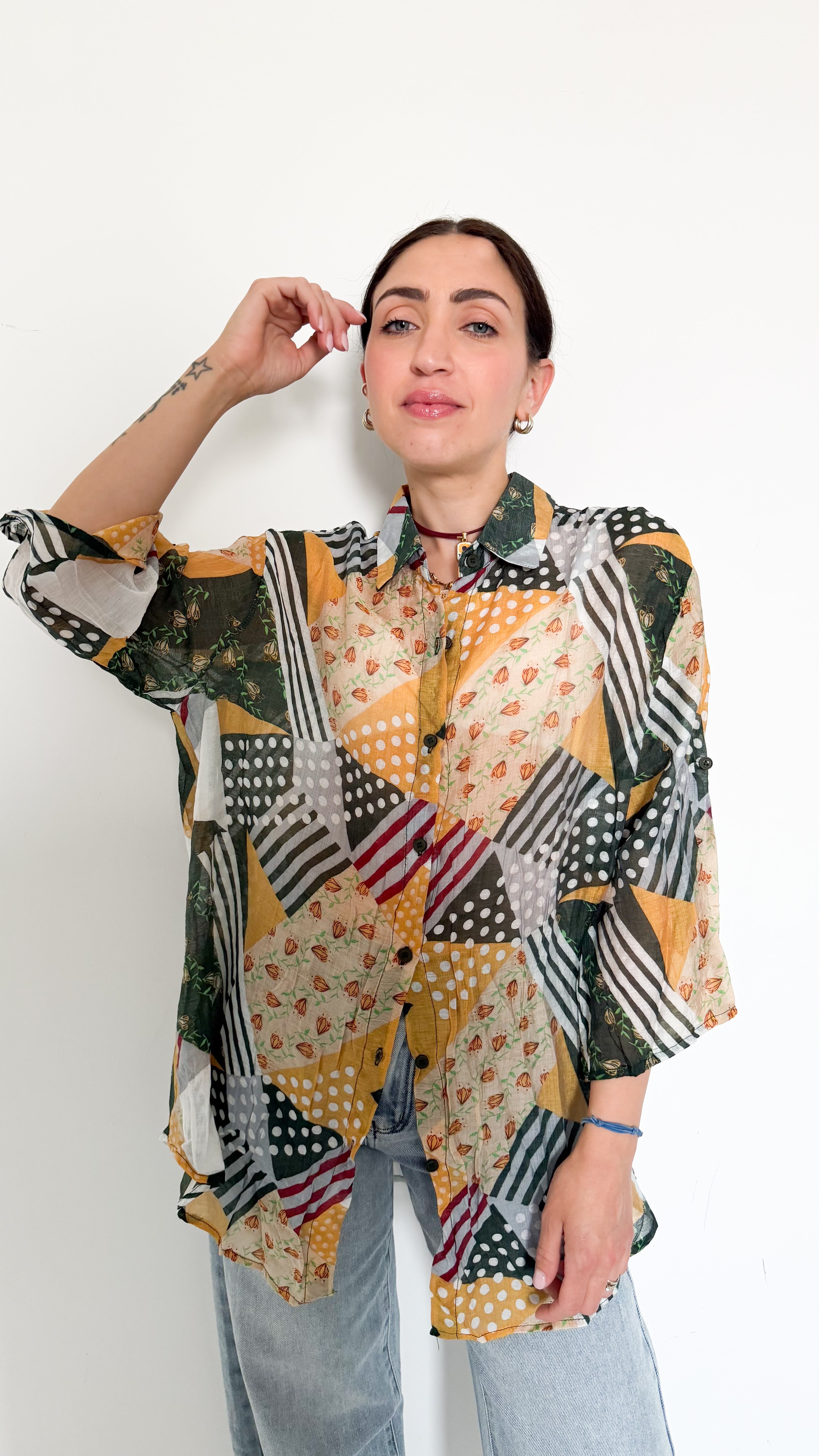 Camicia Verde A Fantasia