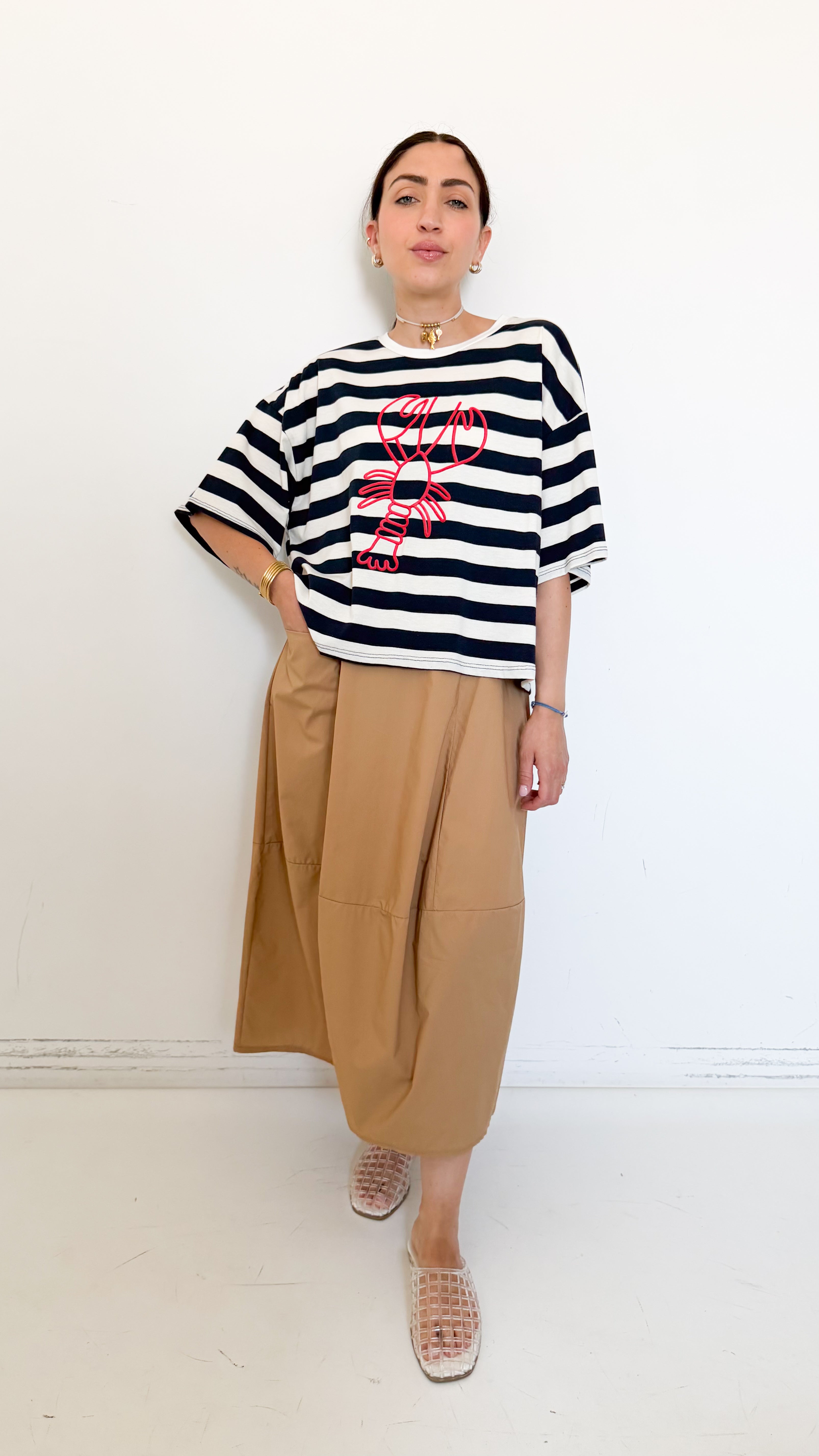 Gonna In Cotone Beige