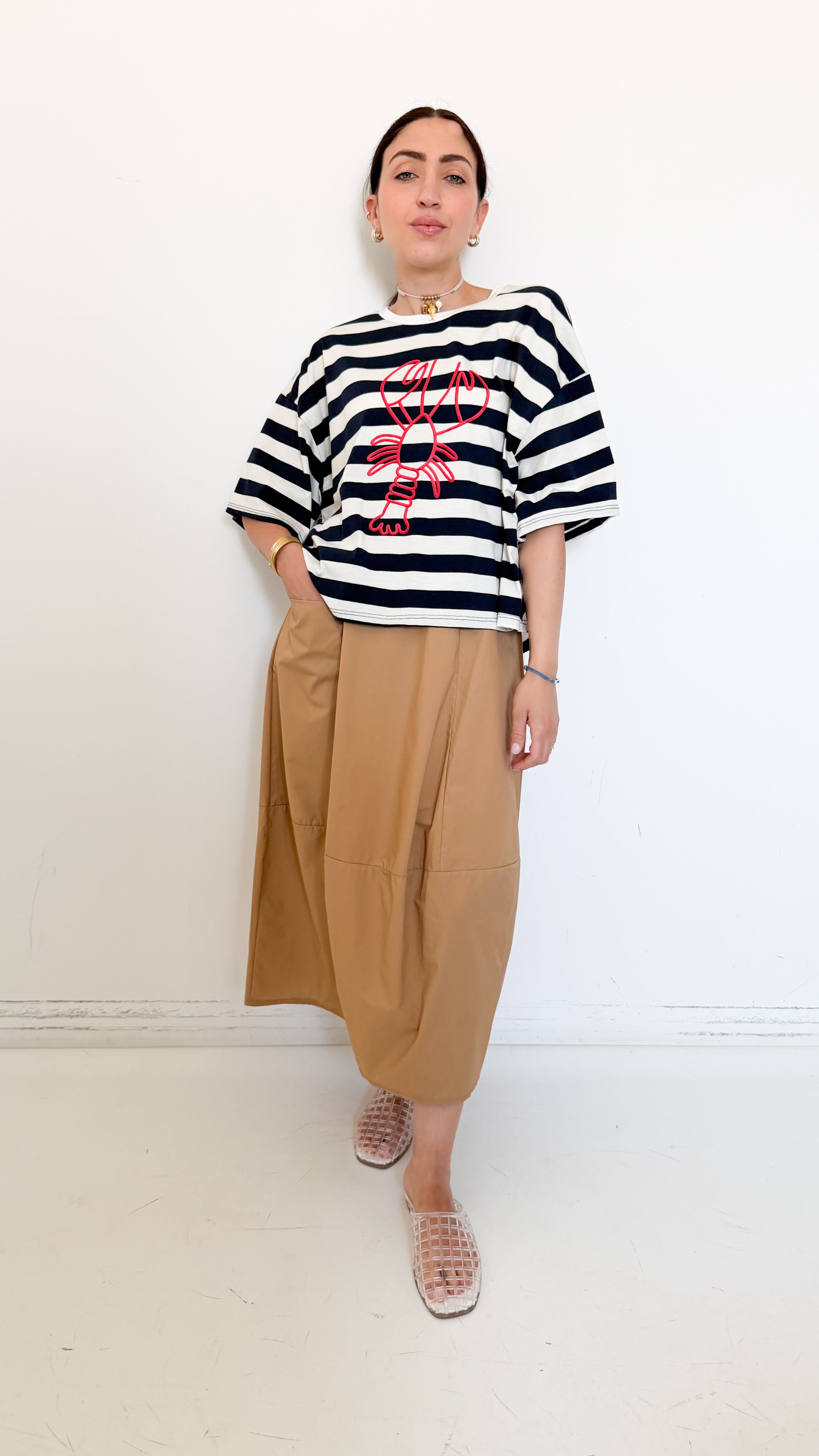 Gonna In Cotone Beige