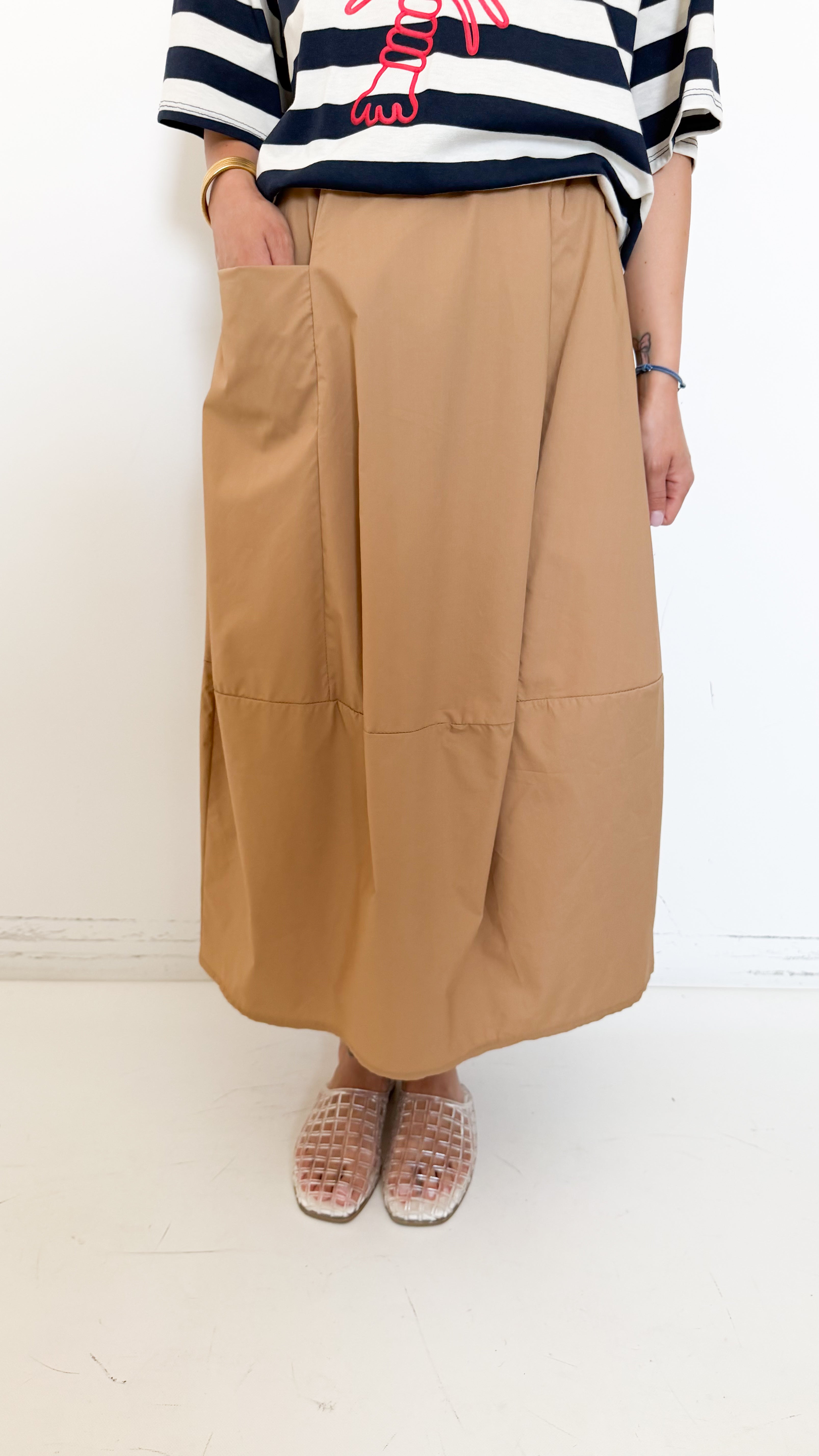 Gonna In Cotone Beige