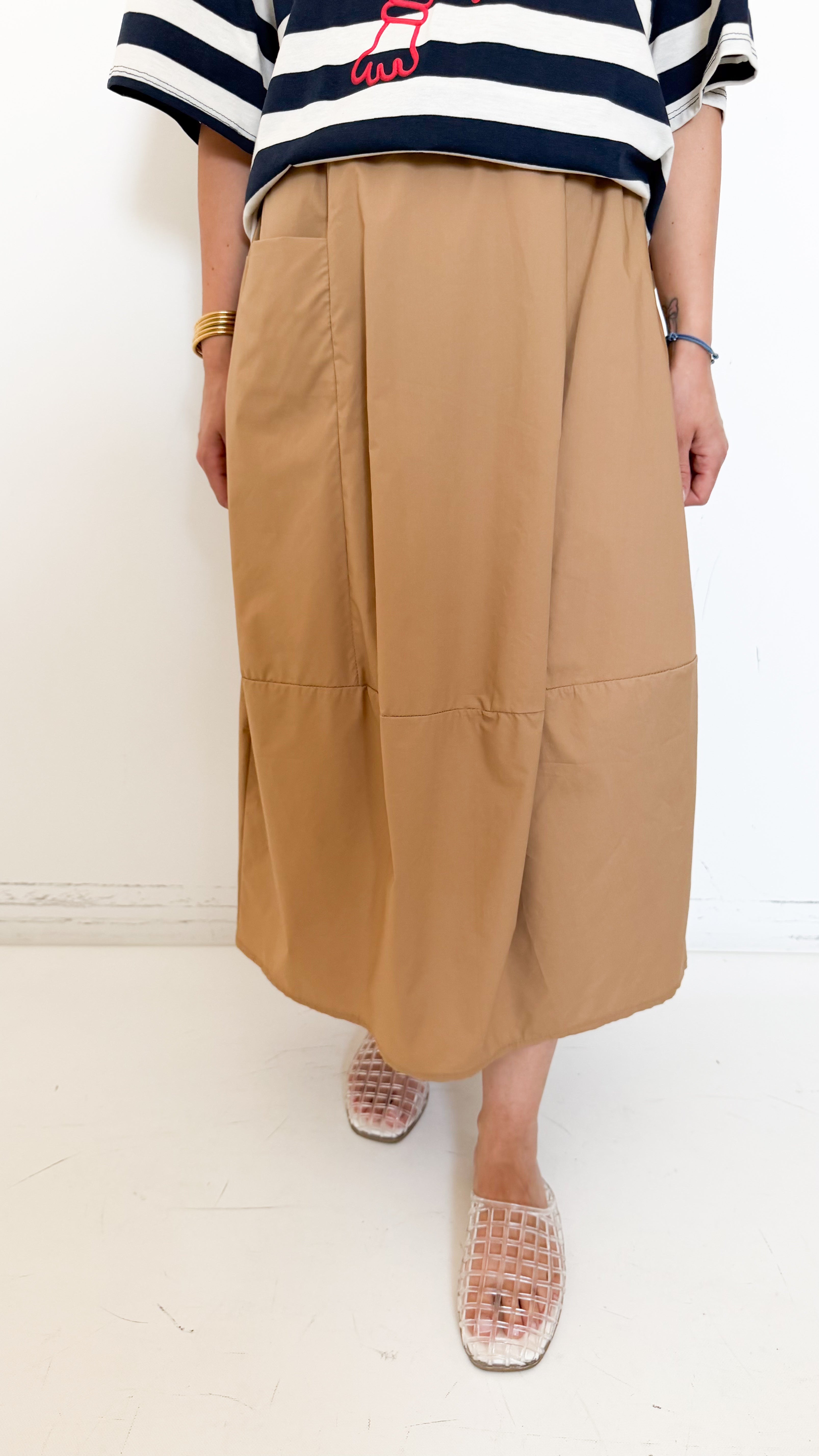 Gonna In Cotone Beige
