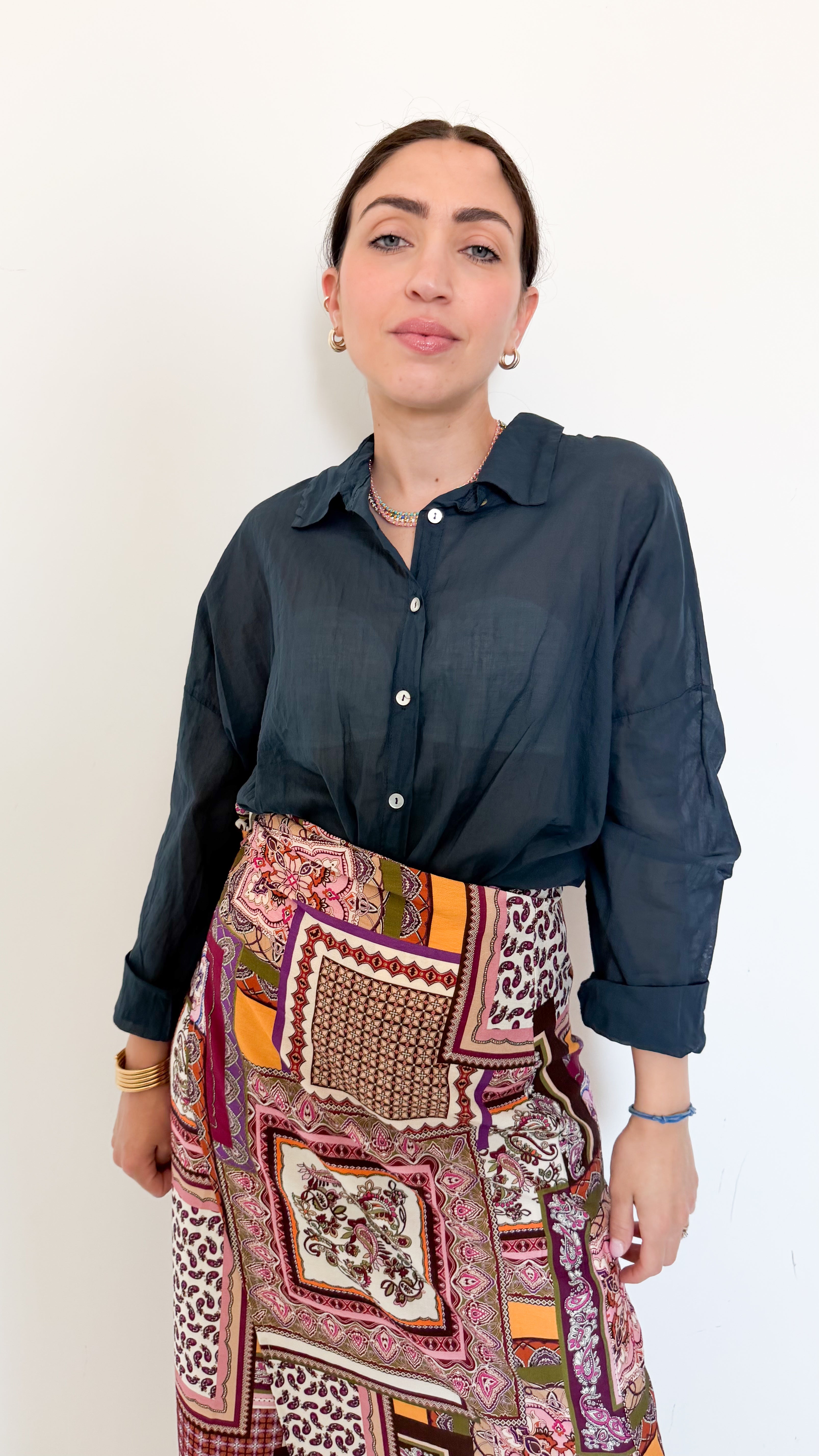 Camicia Blu In Cotone