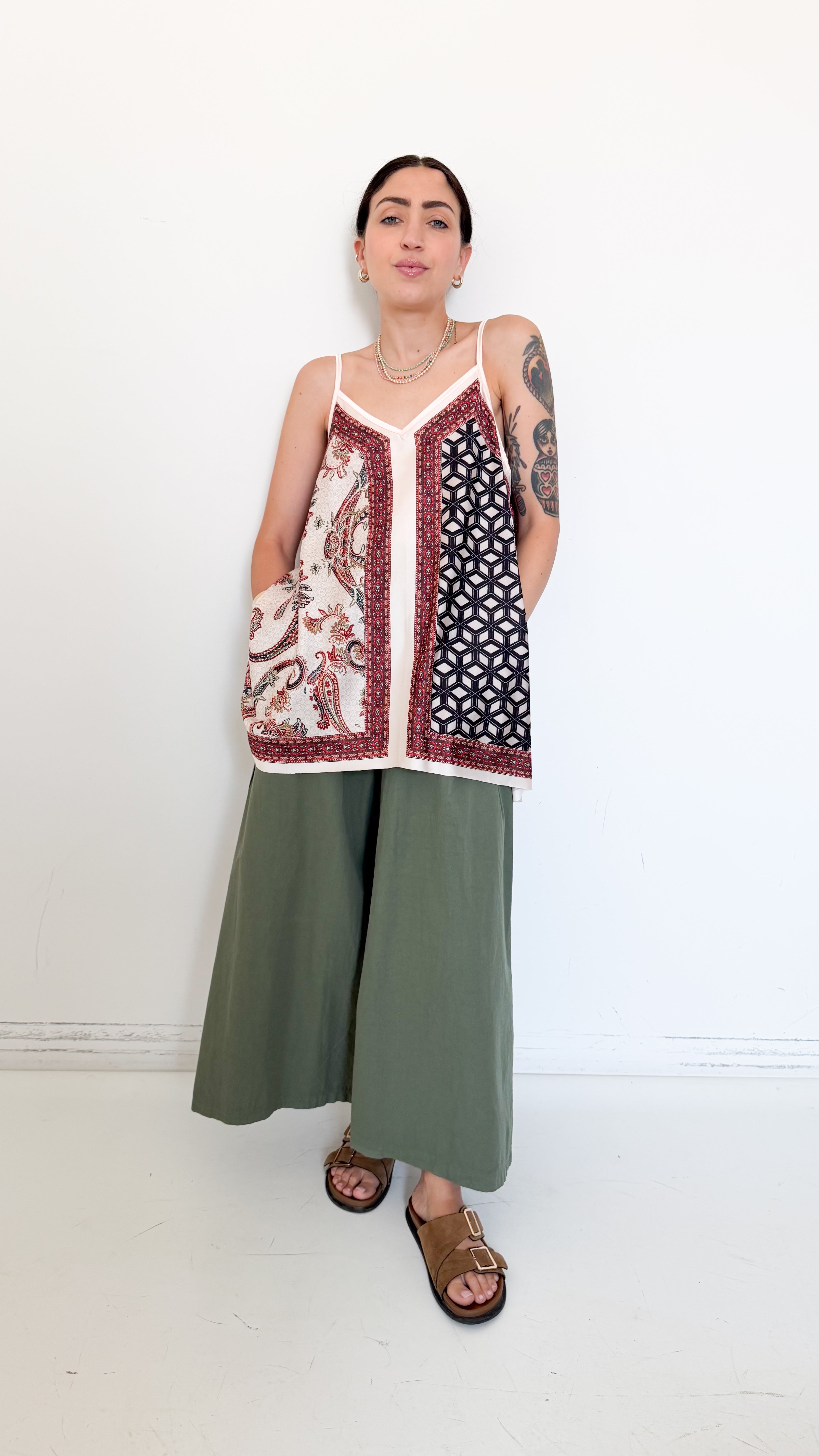 Pantaloni Culotte In Cotone Verdi