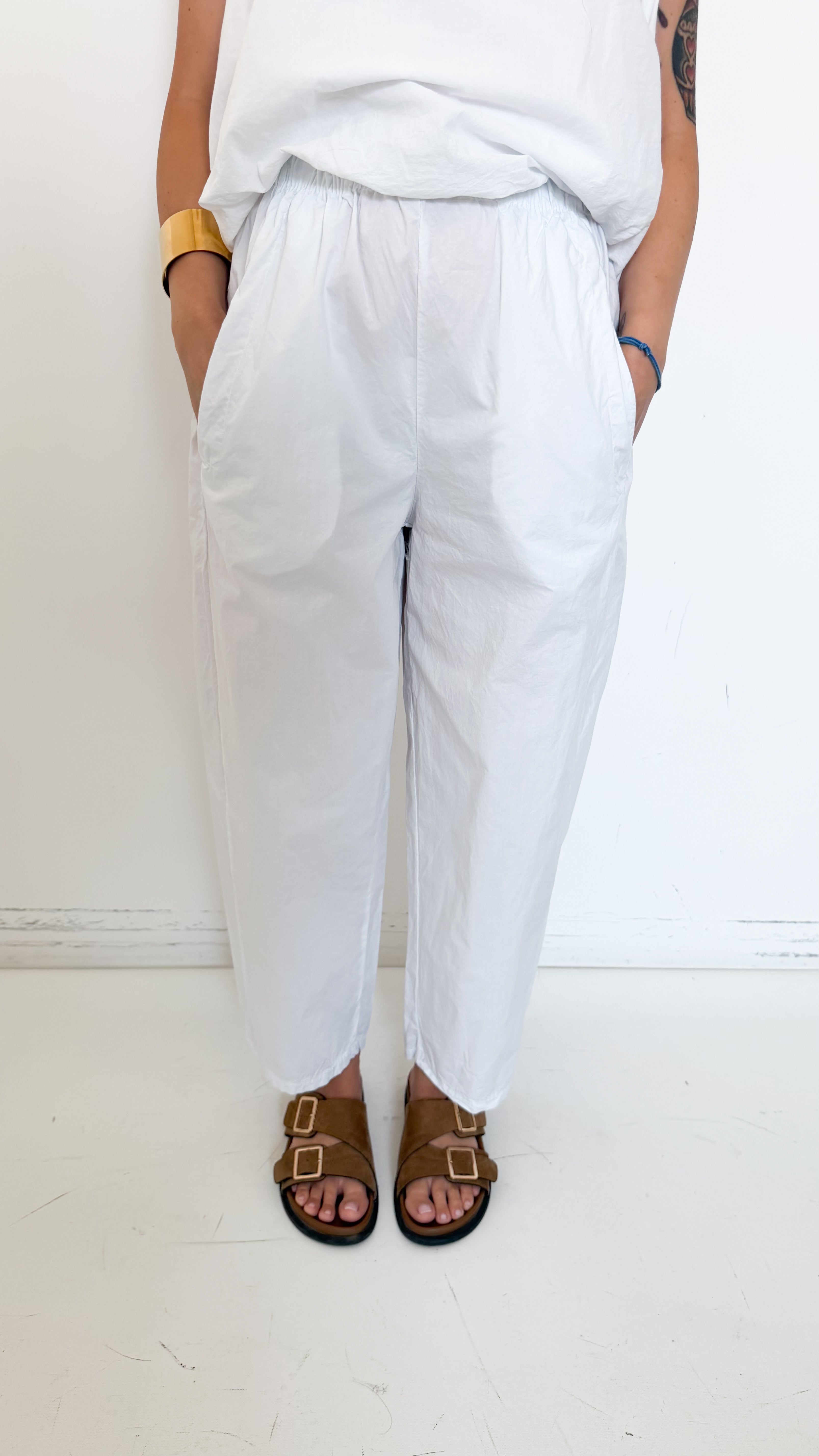 Pantaloni Bianchi In Cotone