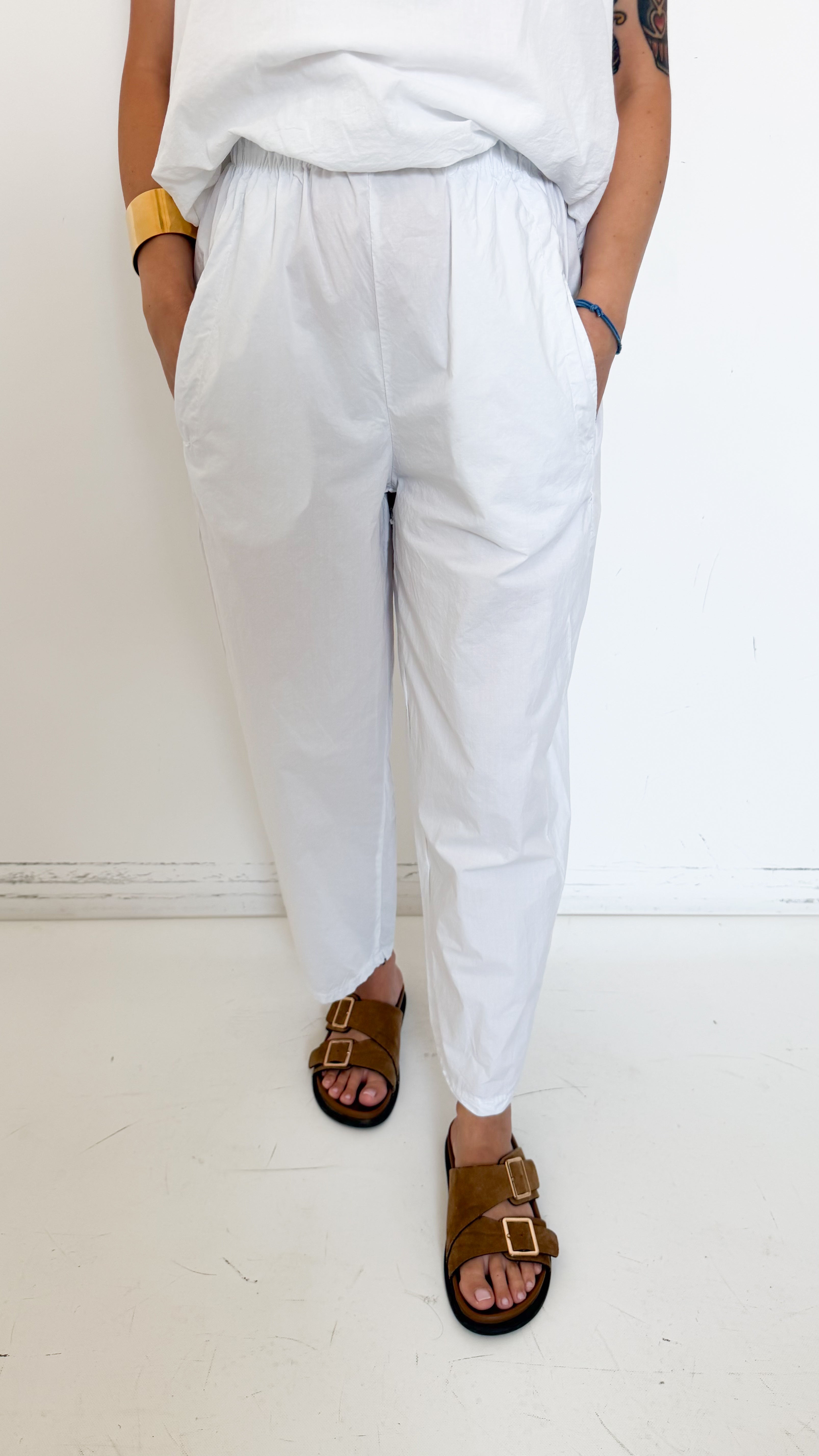 Pantaloni Bianchi In Cotone