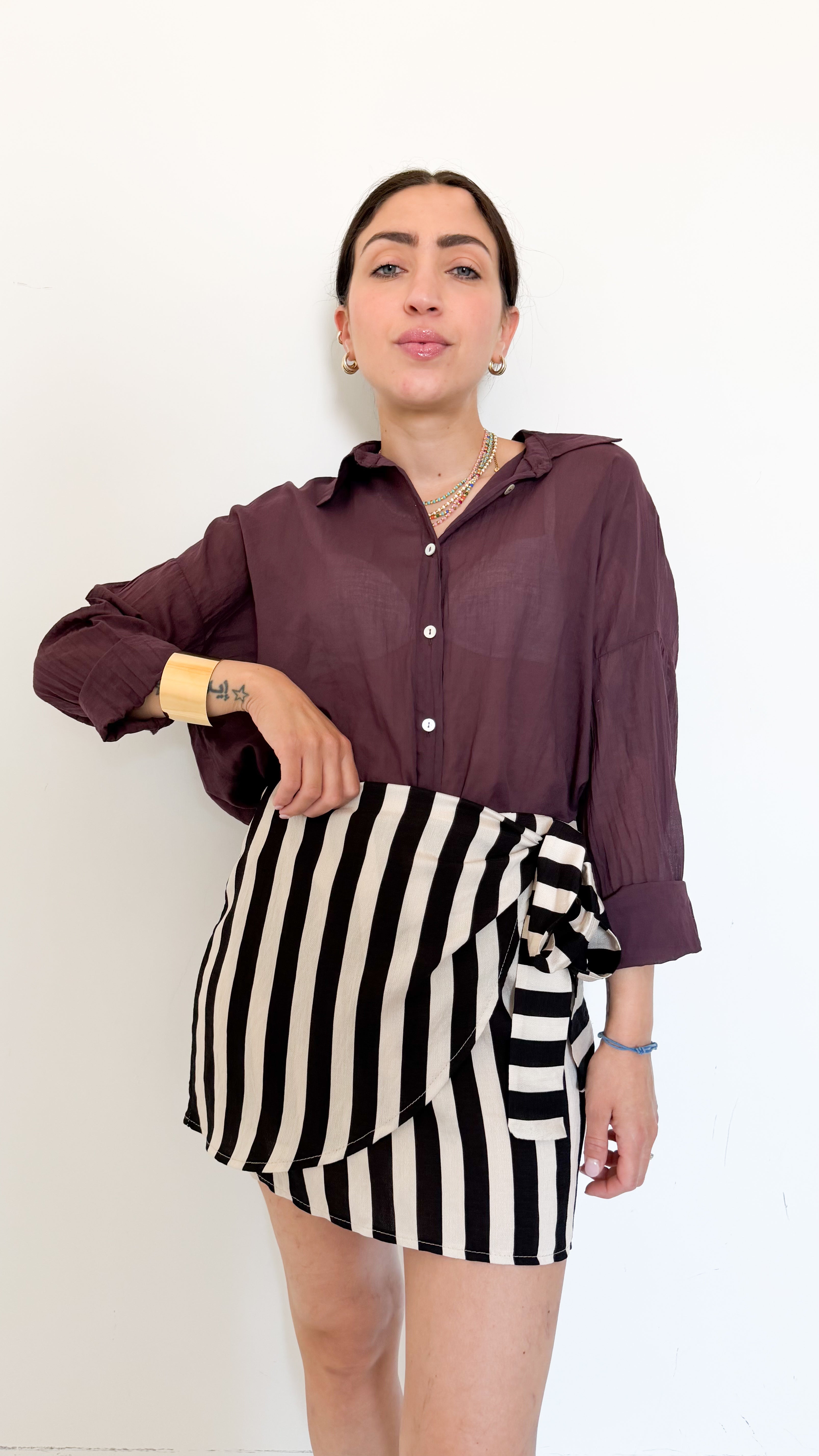 Camicia Borgogna In Cotone