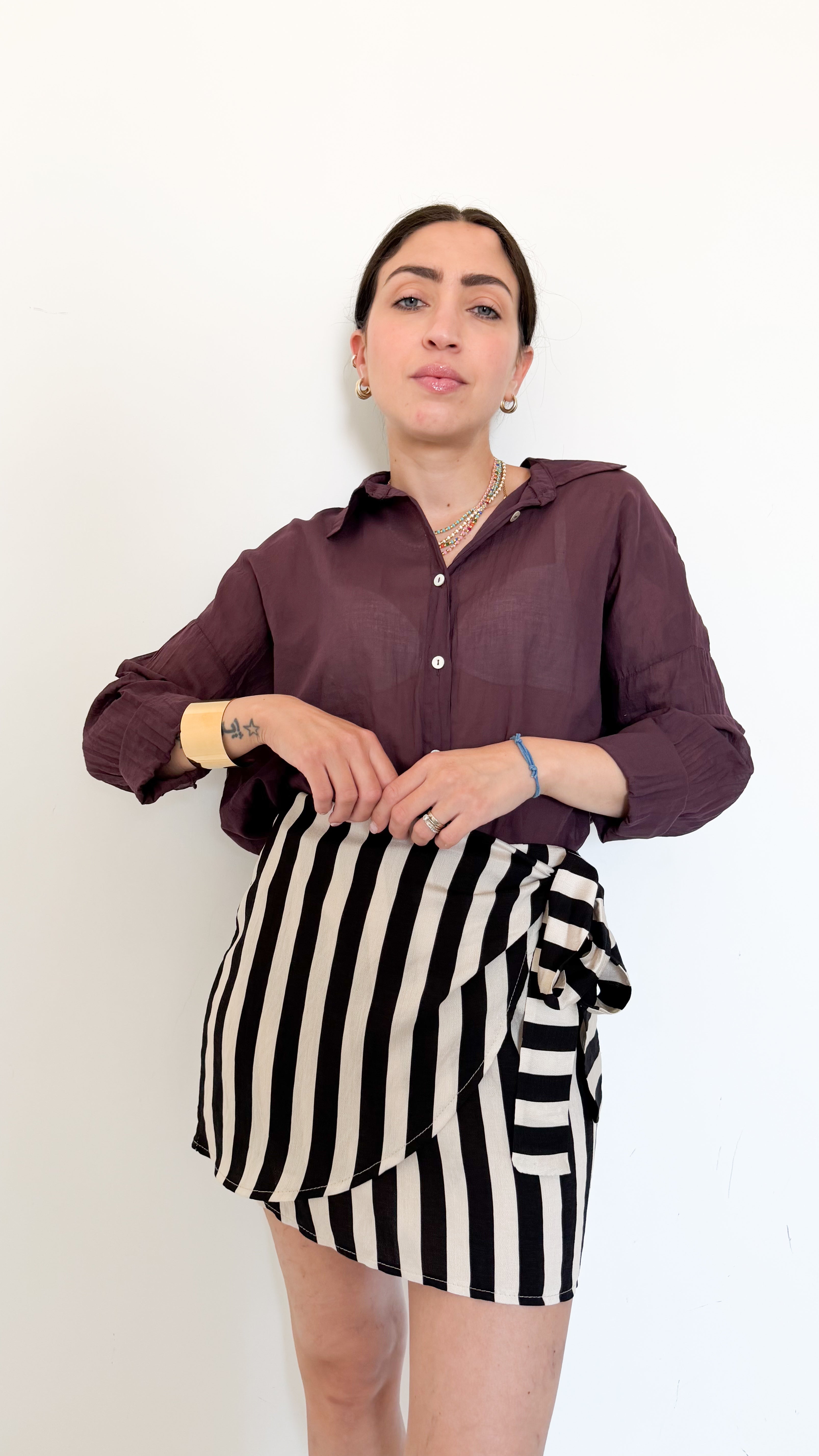 Camicia Borgogna In Cotone