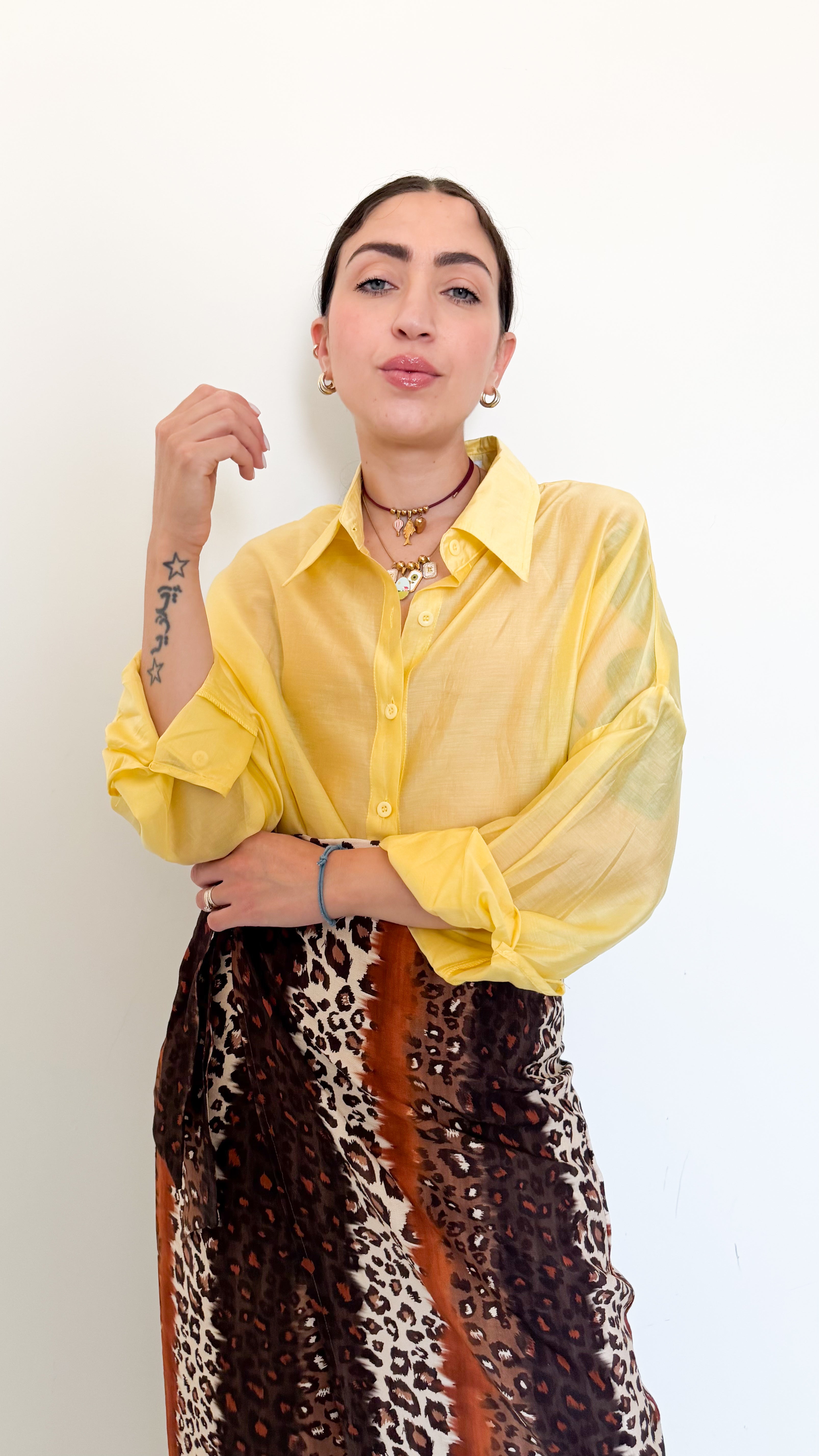 Camicia Over Velata Gialla