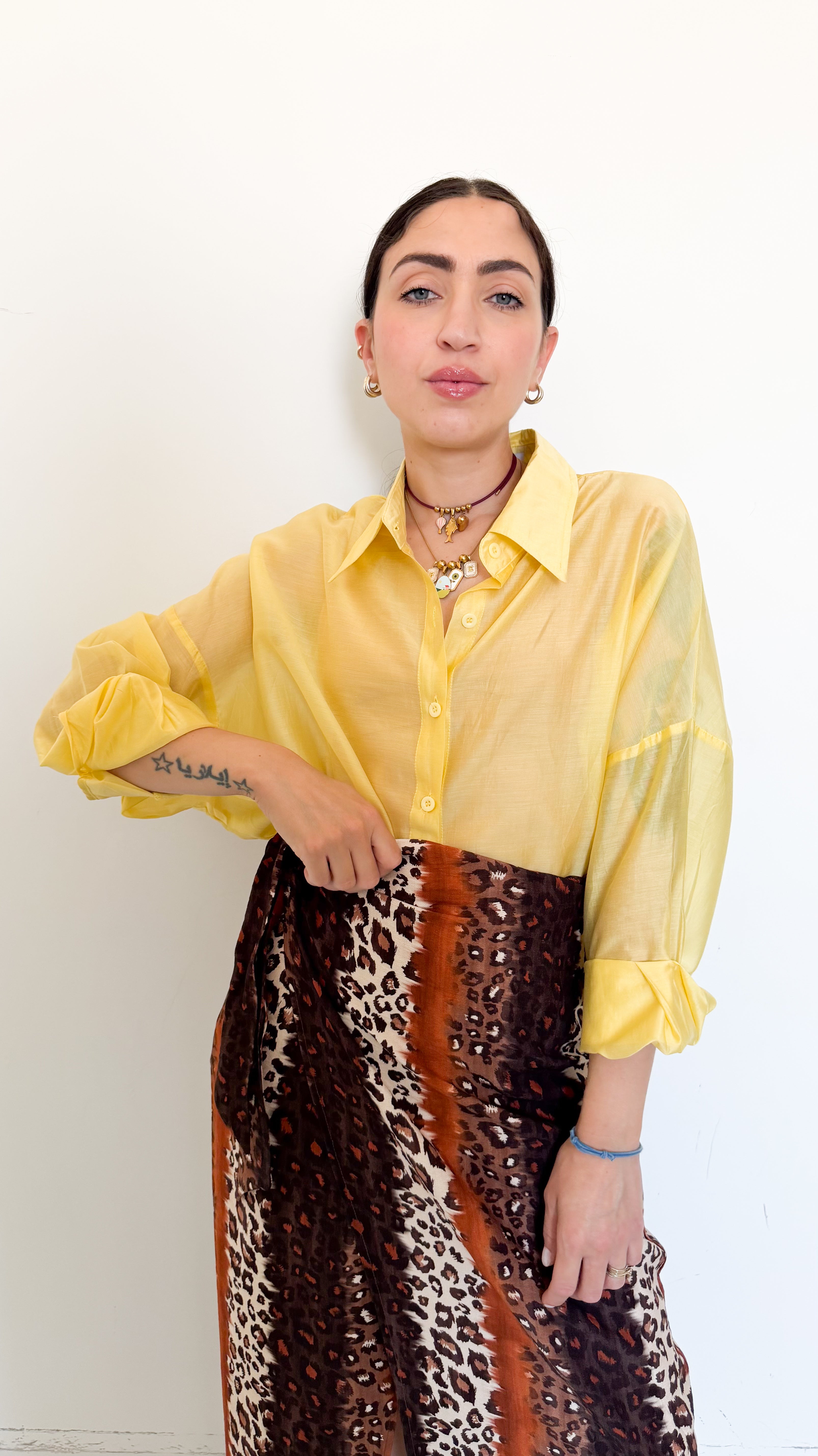 Camicia Over Velata Gialla