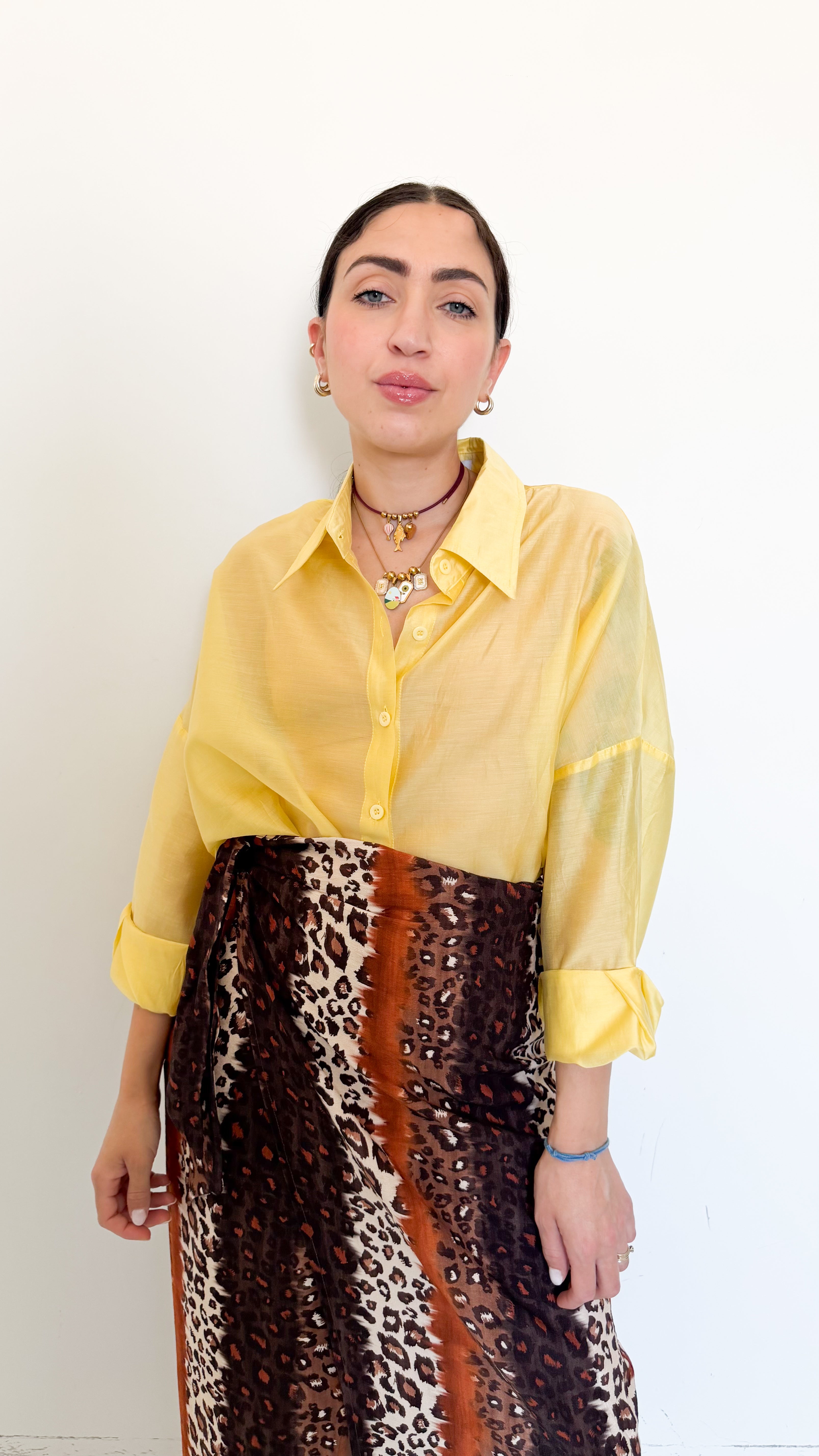 Camicia Over Velata Gialla