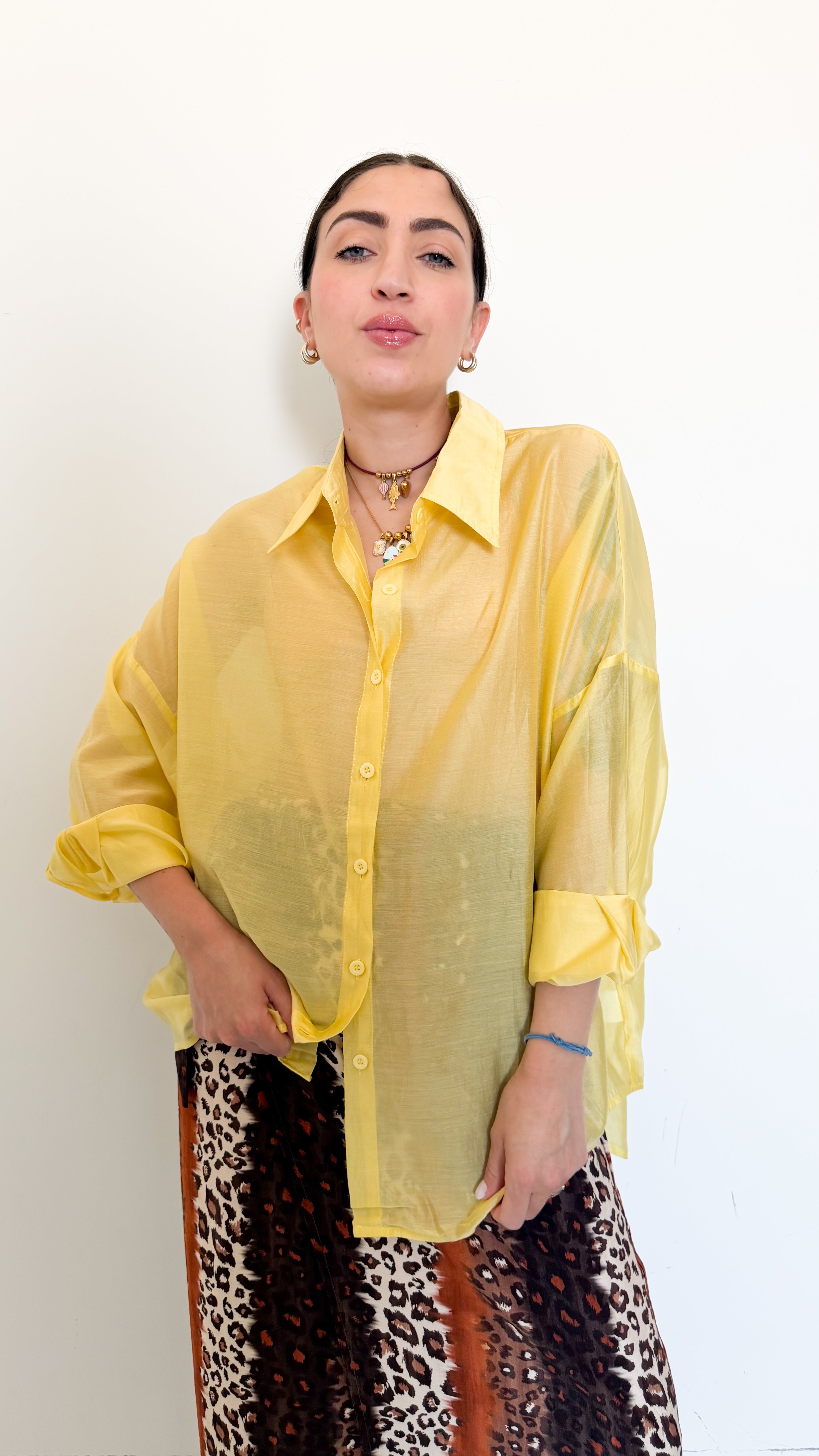 Camicia Over Velata Gialla