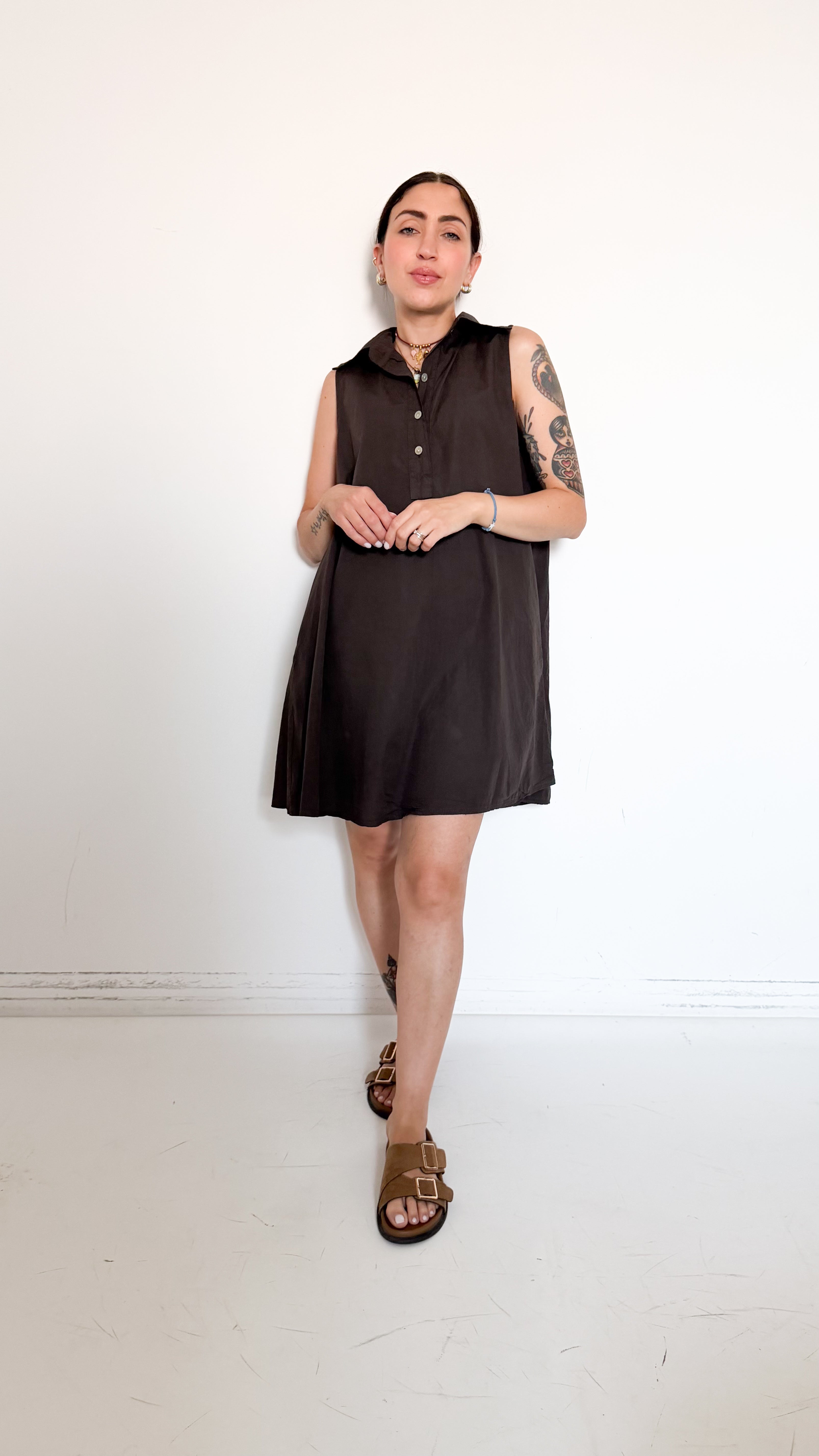Vestito Marrone In Cotone