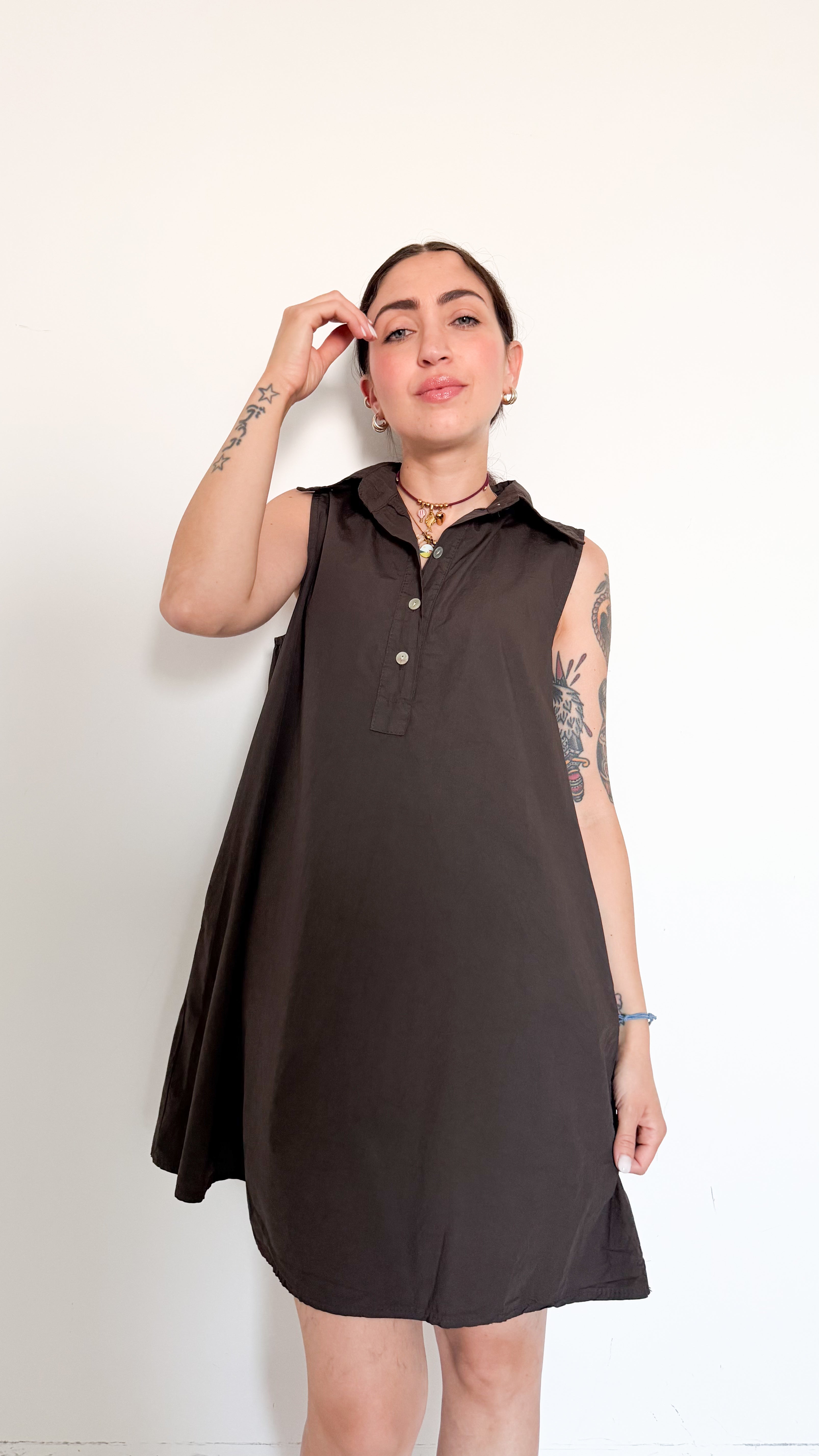Vestito Marrone In Cotone