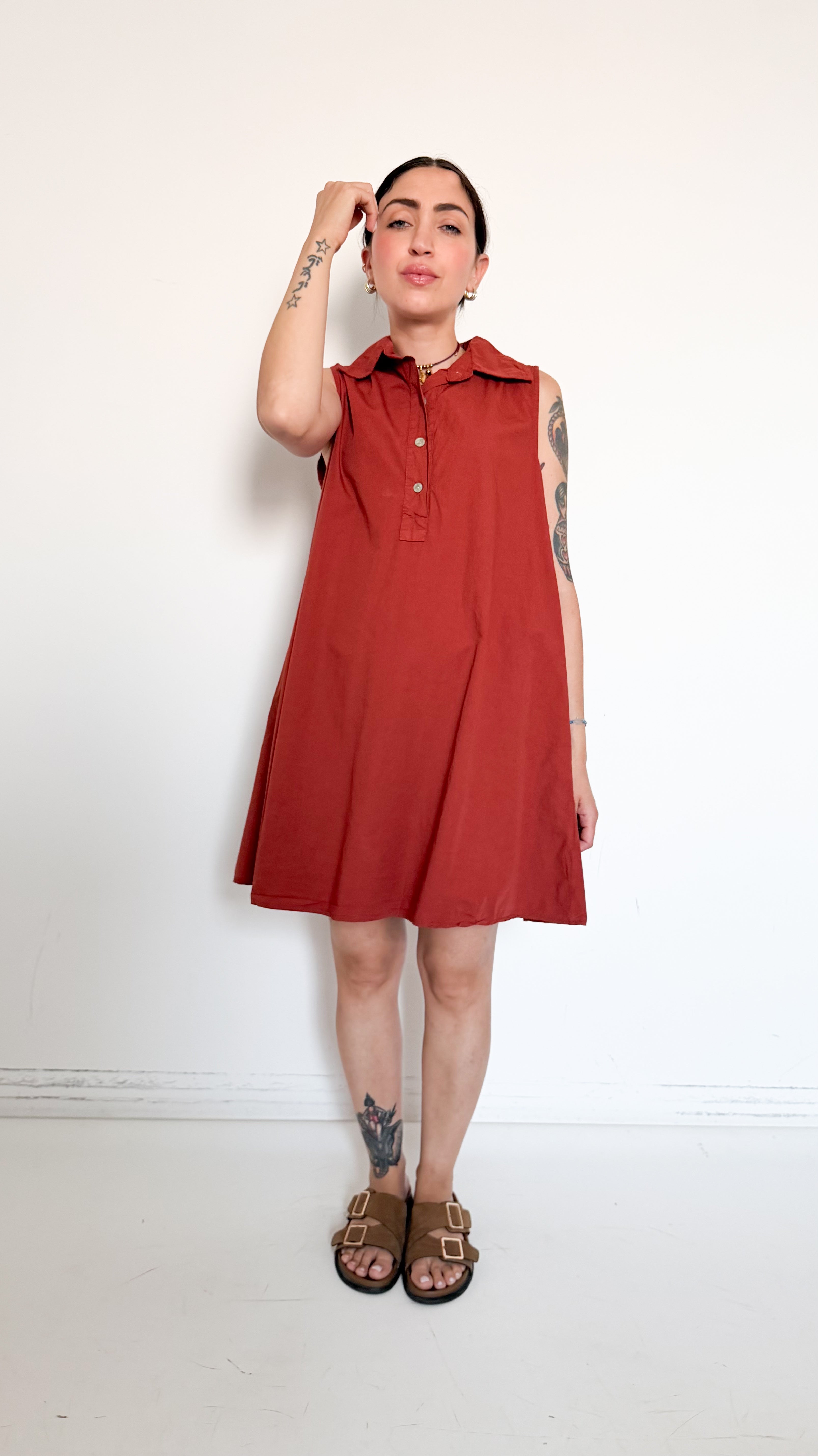 Vestito Ruggine In Cotone