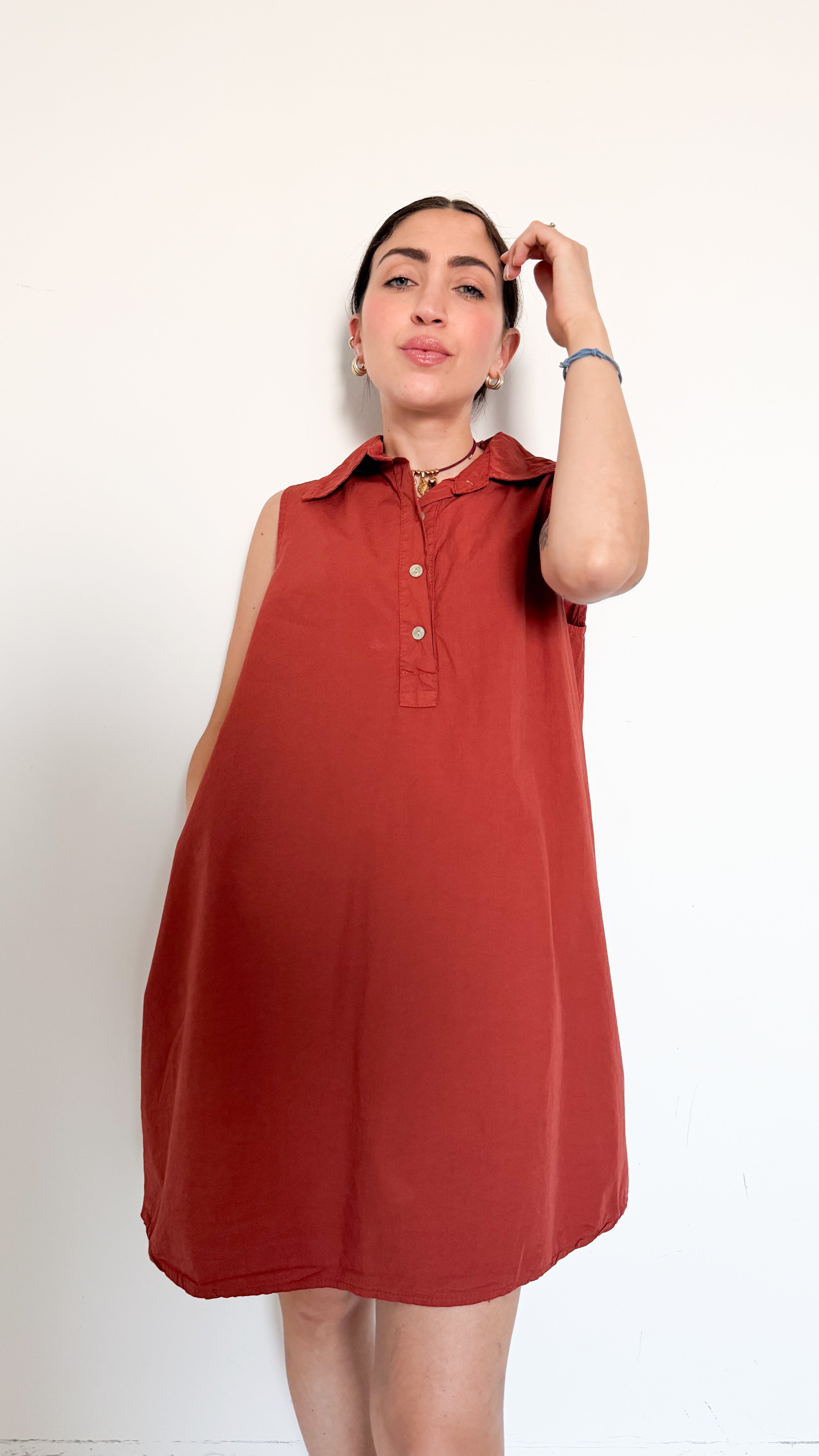 Vestito Ruggine In Cotone