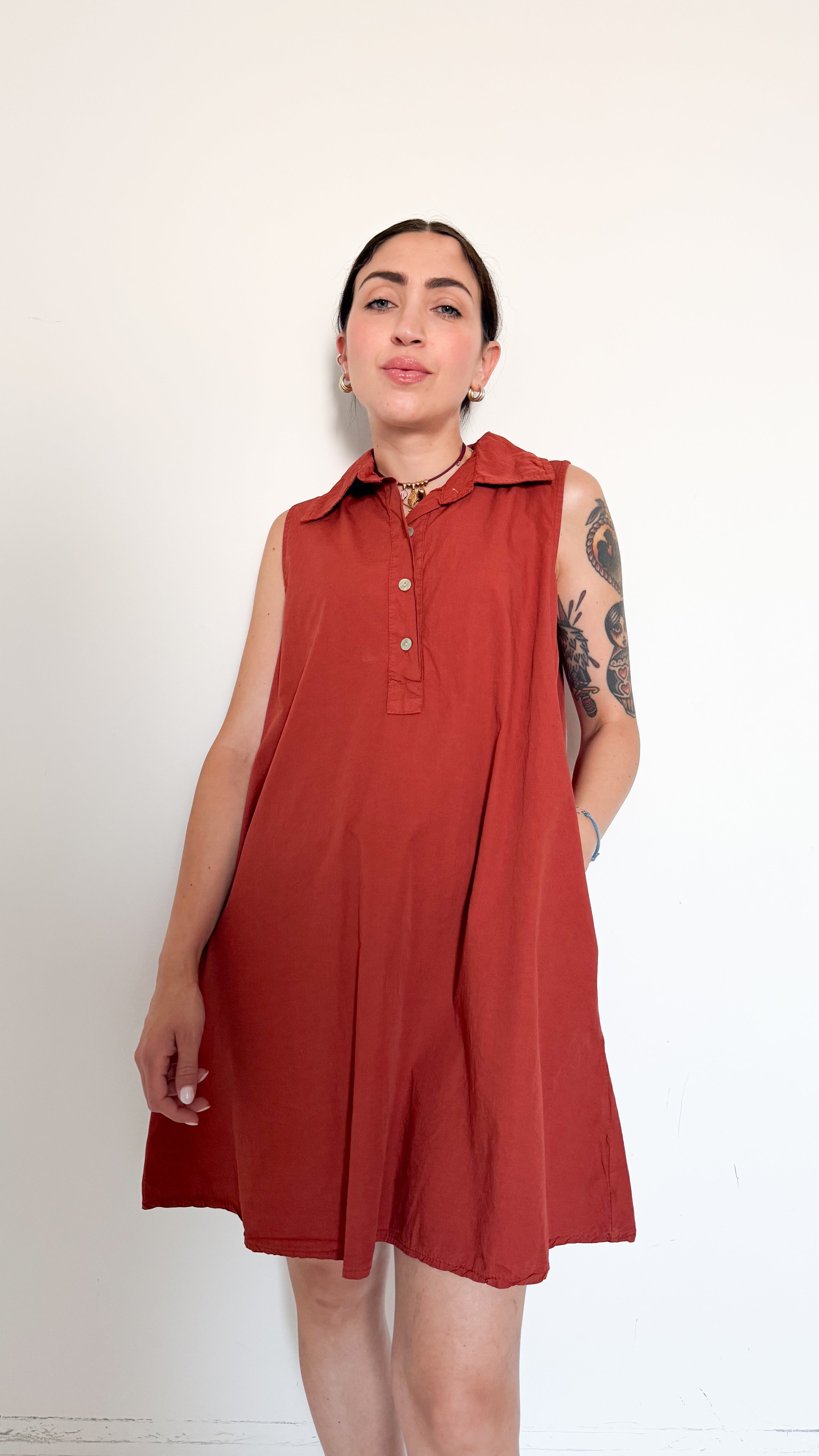 Vestito Ruggine In Cotone