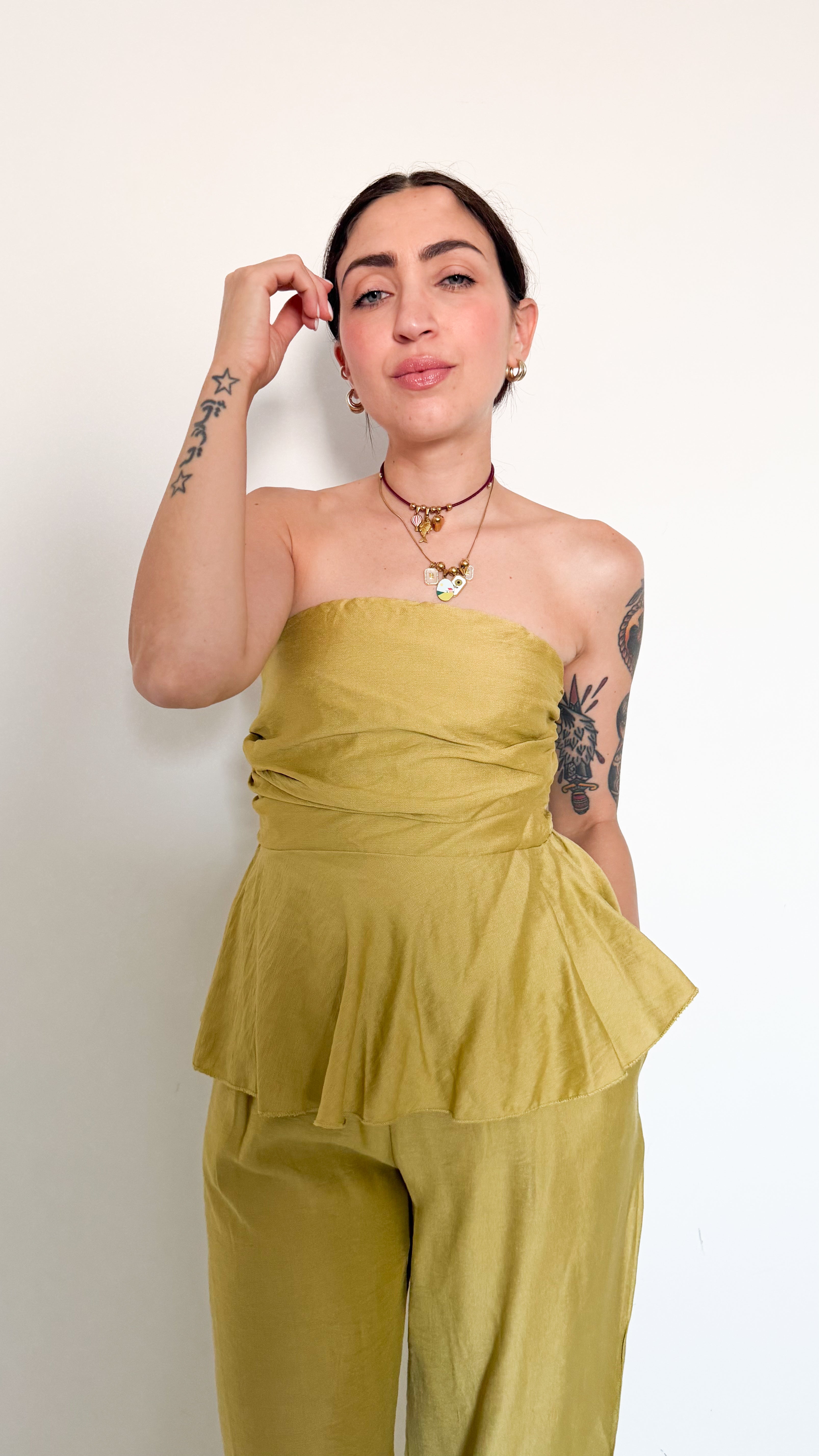 Coordinato Senape Con Top