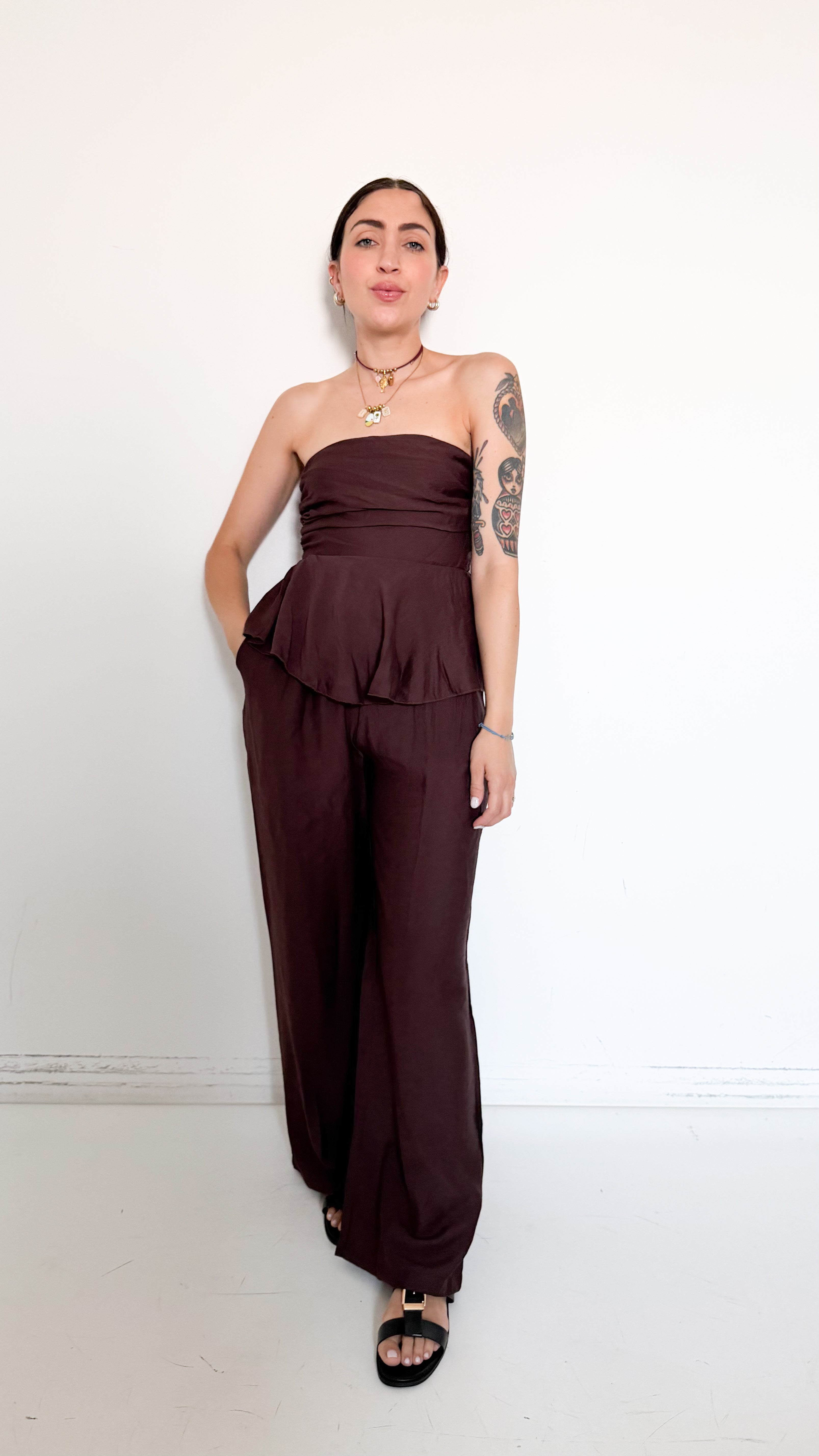 Coordinato Marrone Con Top